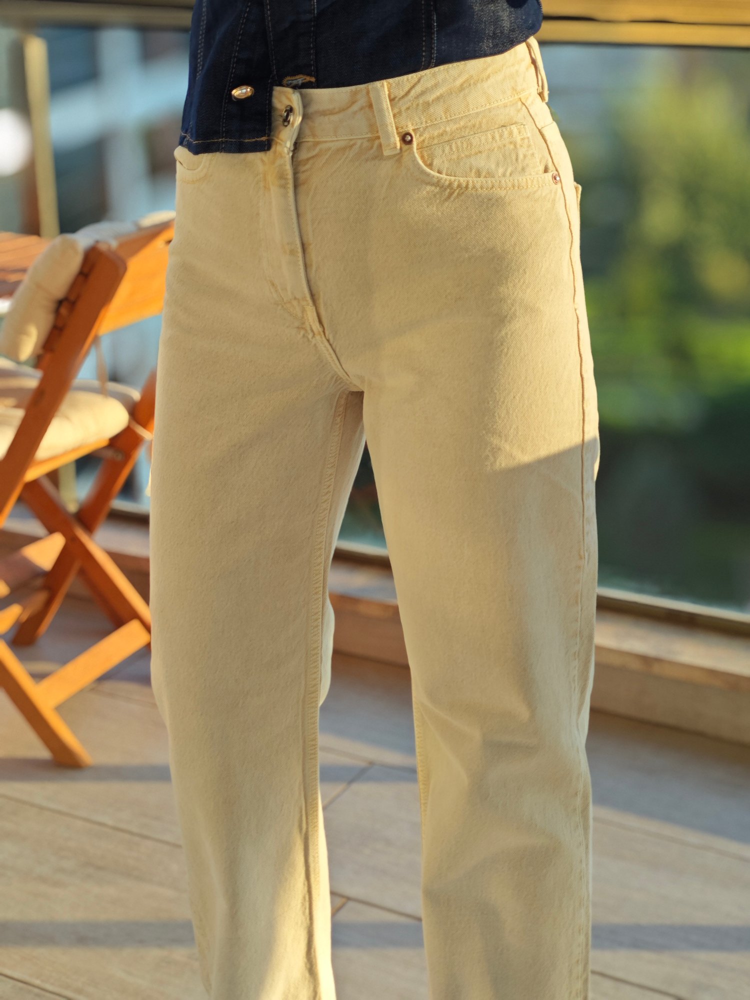 Straight Fit Bej Jean