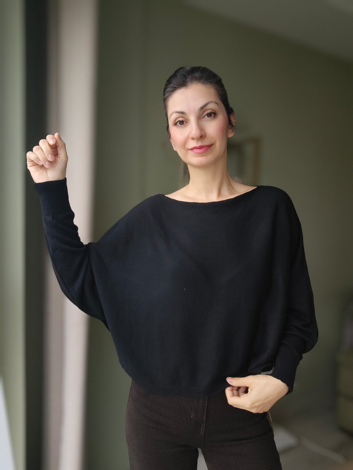 Yarasa Kol Triko Siyah - 0980