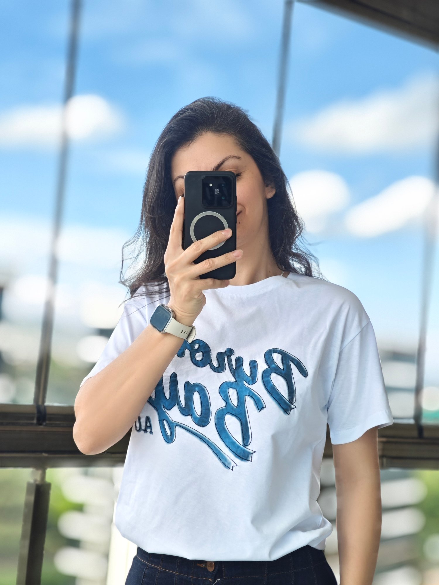 Yazı Detaylı T-shirt Beyaz 