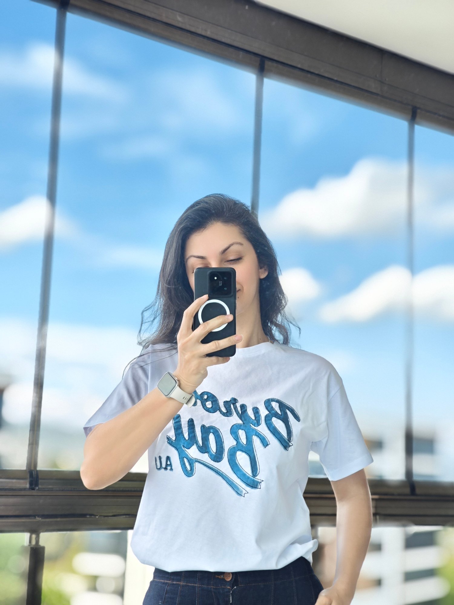 Yazı Detaylı T-shirt Beyaz 