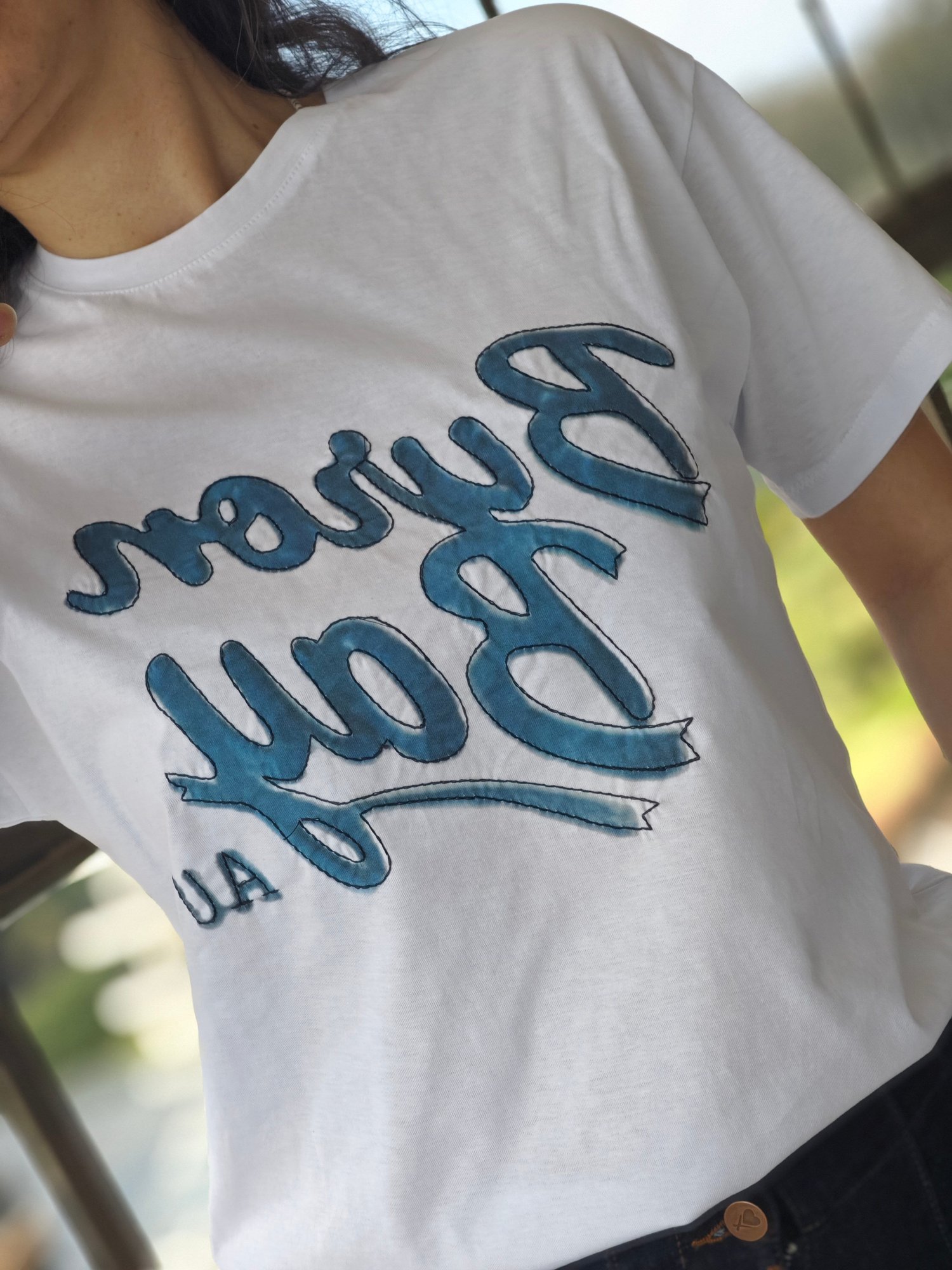 Yazı Detaylı T-shirt Beyaz 