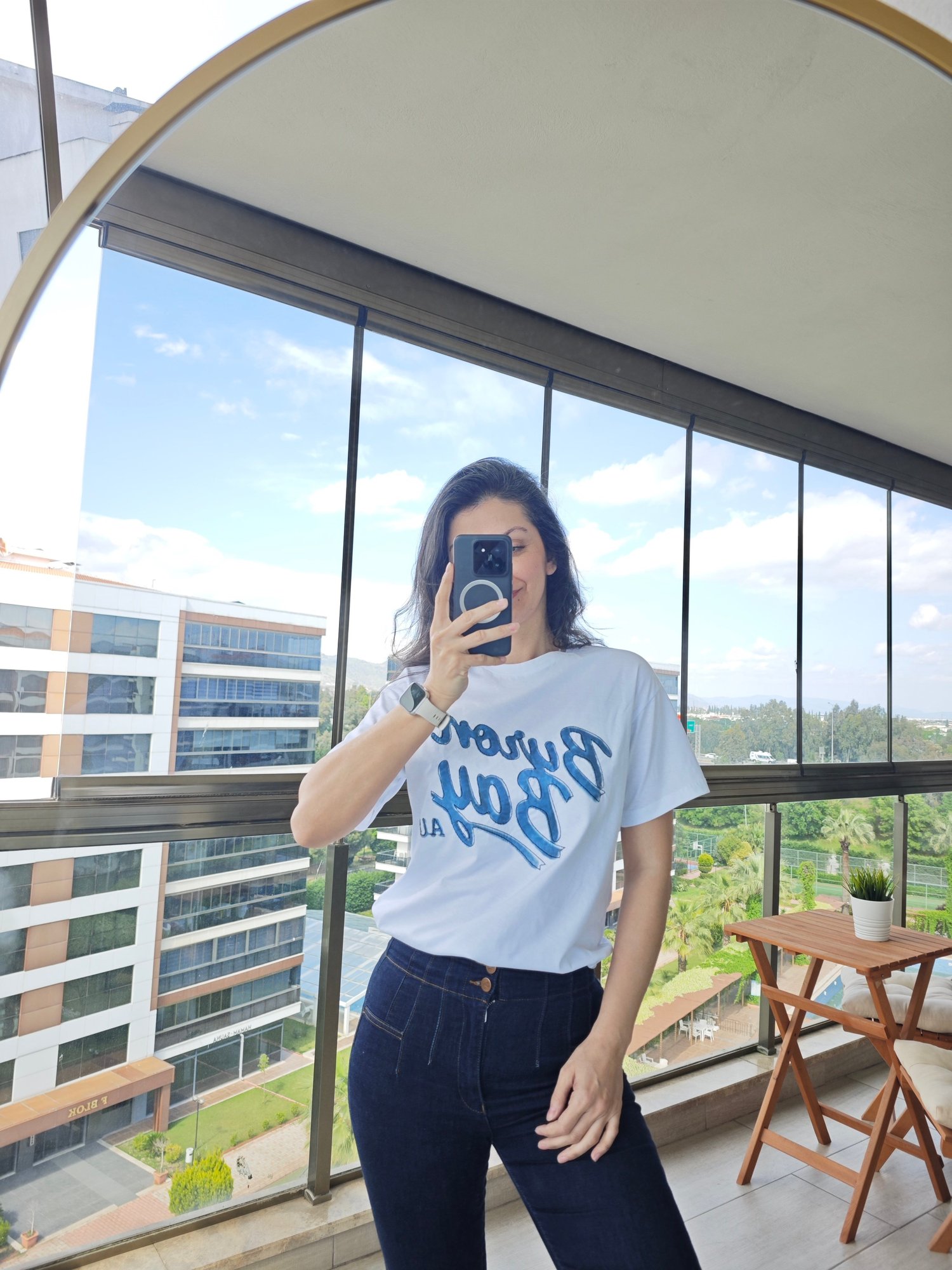 Yazı Detaylı T-shirt Beyaz 