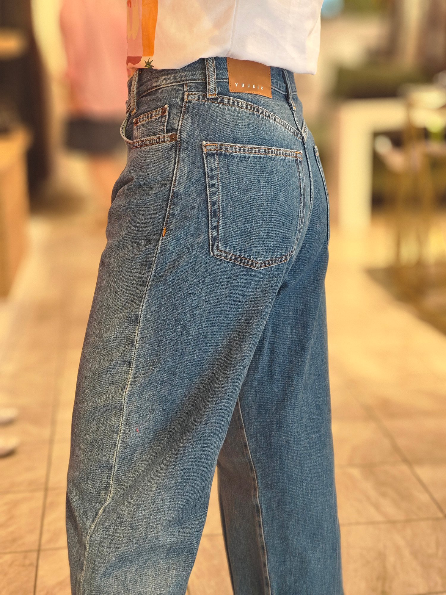 Yüksek Bel Pensli Jean