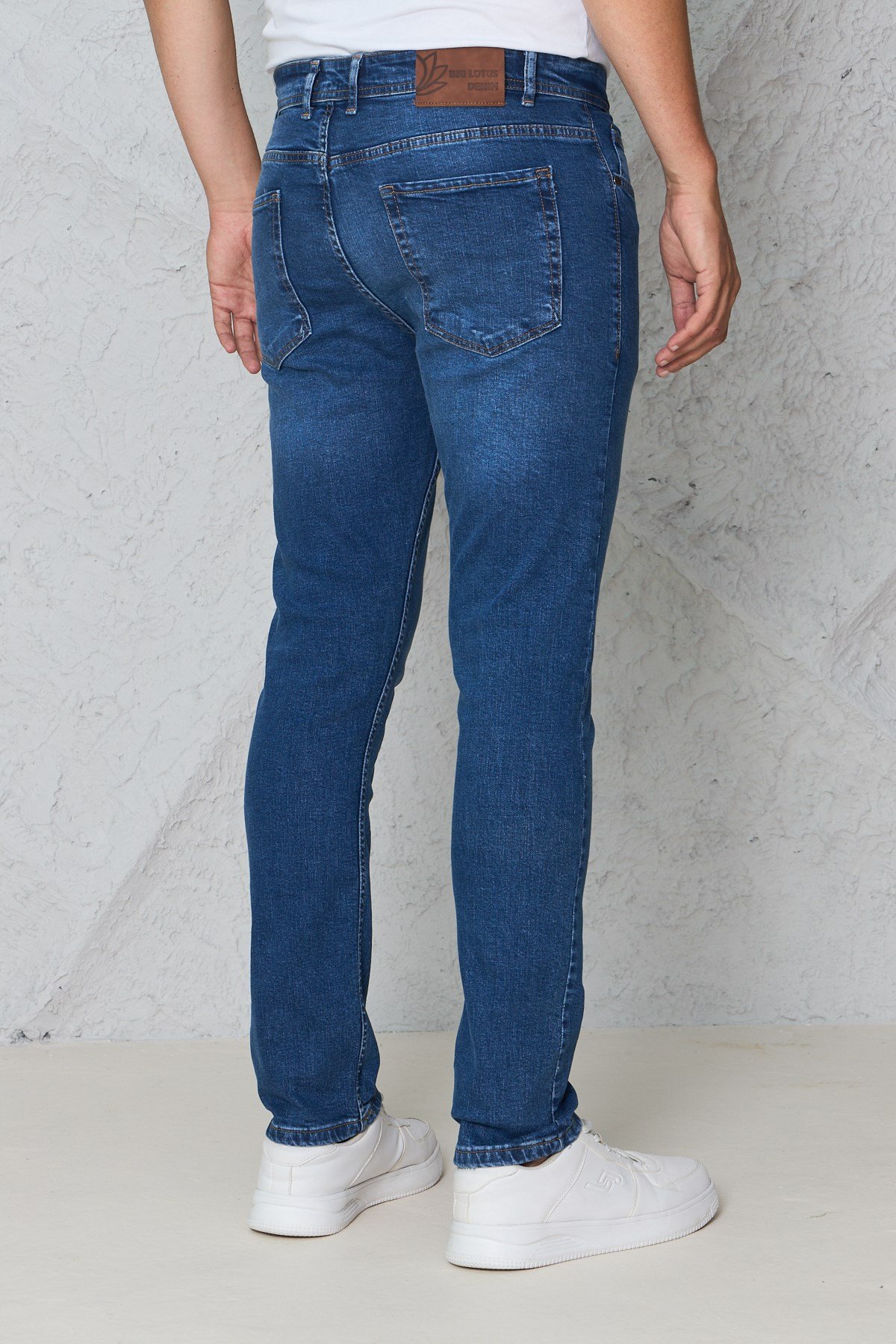 Erkek Lacivert Kot Pantolon Urban Fit Denim Esnek Rahat Kalıp Günlük Jean Pantolon