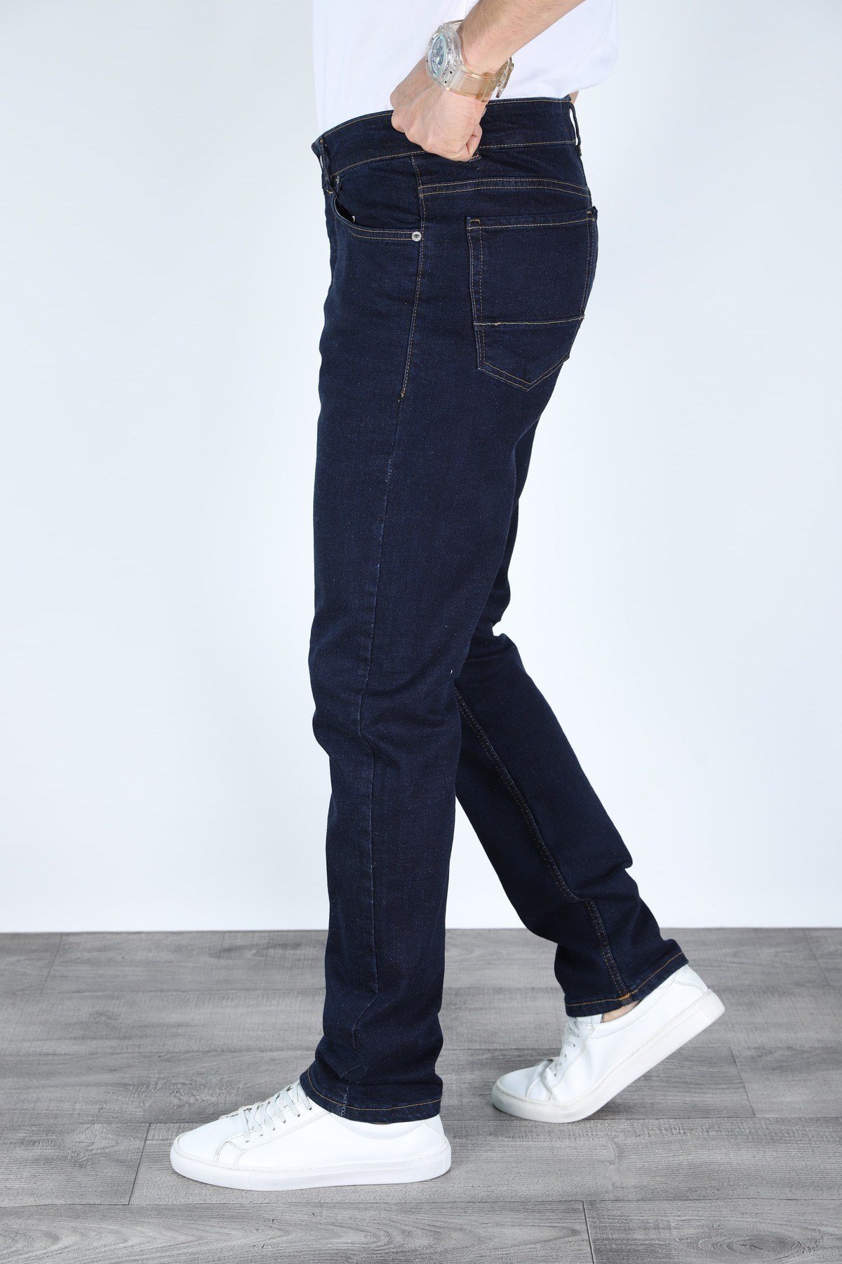 Erkek Lacivert Regular Fit Rahat Kesim Denim Koyu Mavi Jeans