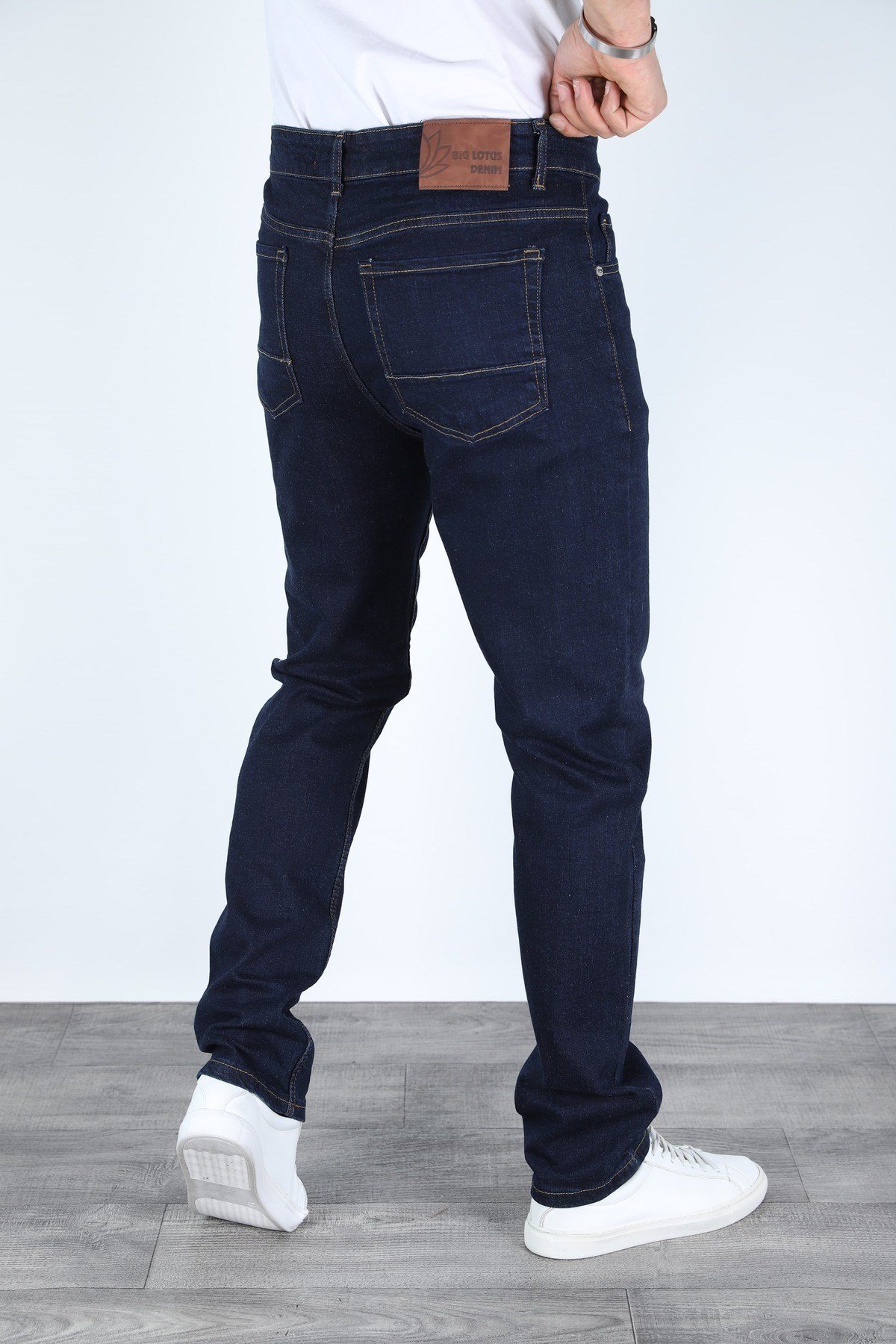 Erkek Lacivert Regular Fit Rahat Kesim Denim Koyu Mavi Jeans