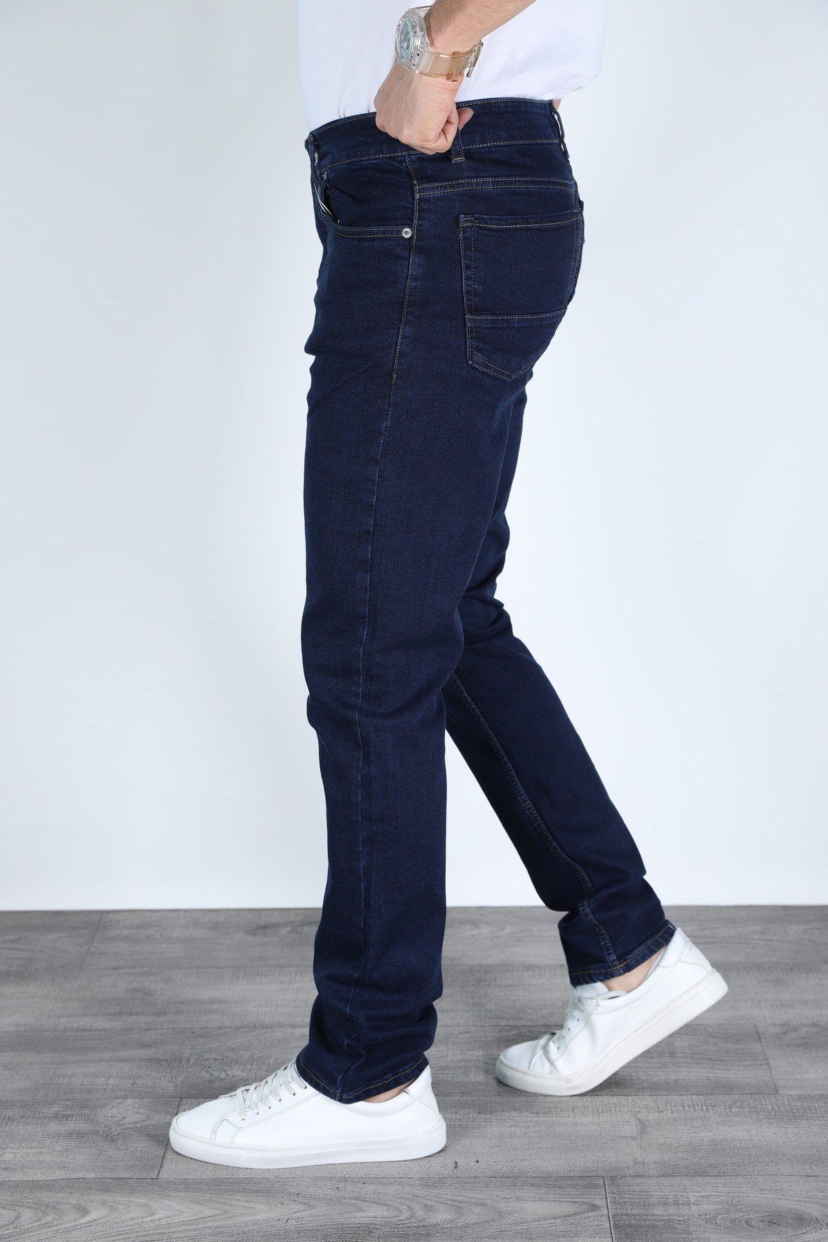 Erkek Lacivert Regular Fit Rahat Kesim Denim Kot Pantolon - Esnek Likralı Jeans