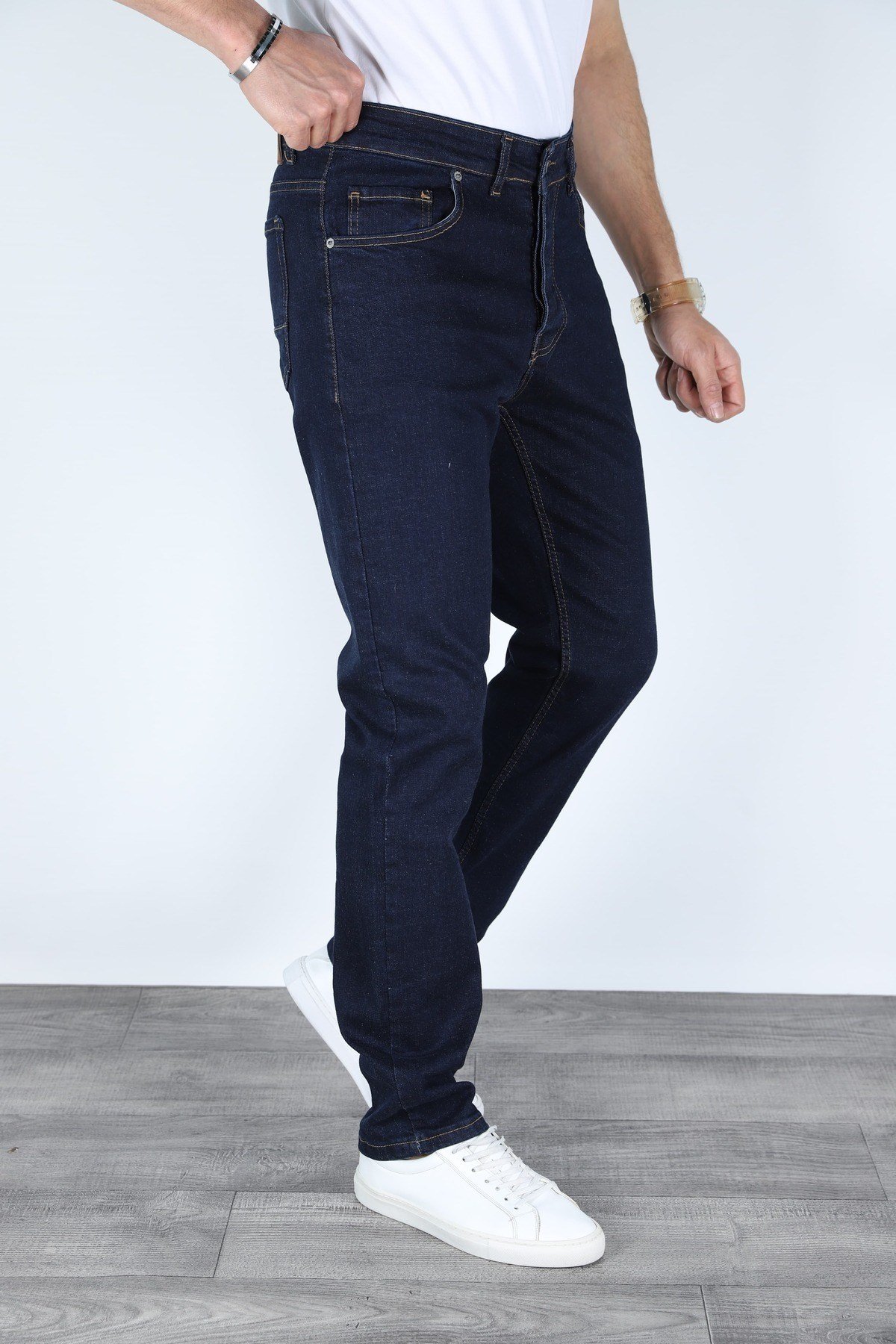 Erkek Lacivert Regular Fit Rahat Kesim Denim Koyu Mavi Jeans