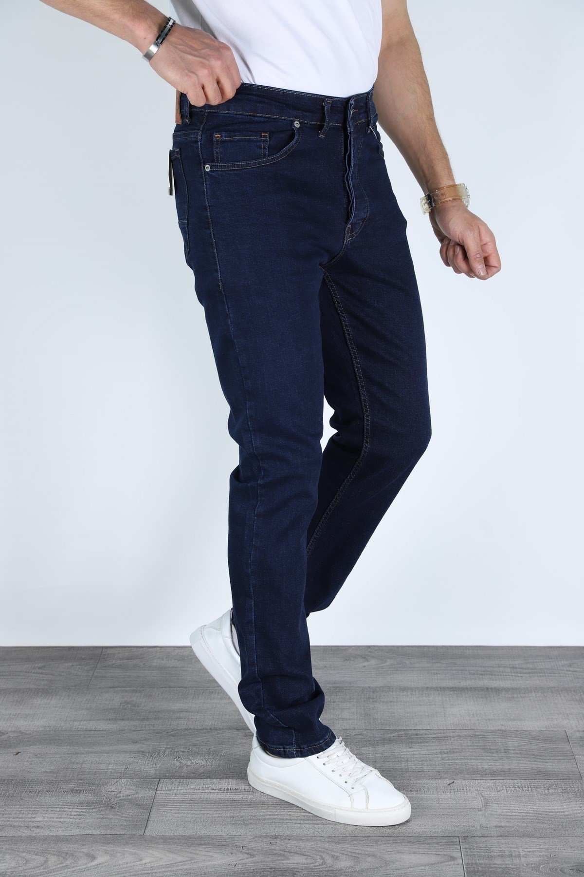 Erkek Lacivert Regular Fit Rahat Kesim Denim Kot Pantolon - Esnek Likralı Jeans