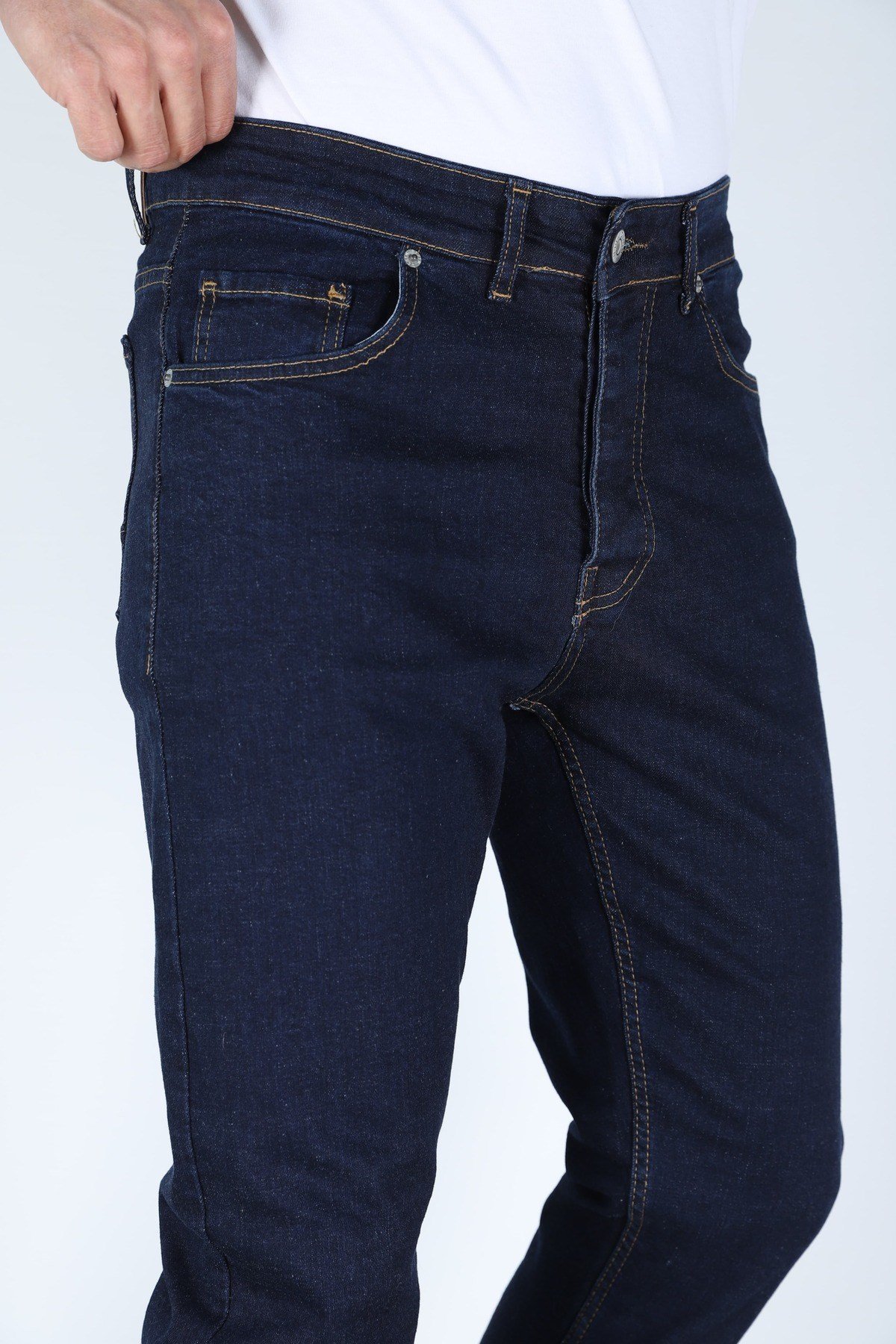 Erkek Lacivert Regular Fit Rahat Kesim Denim Koyu Mavi Jeans