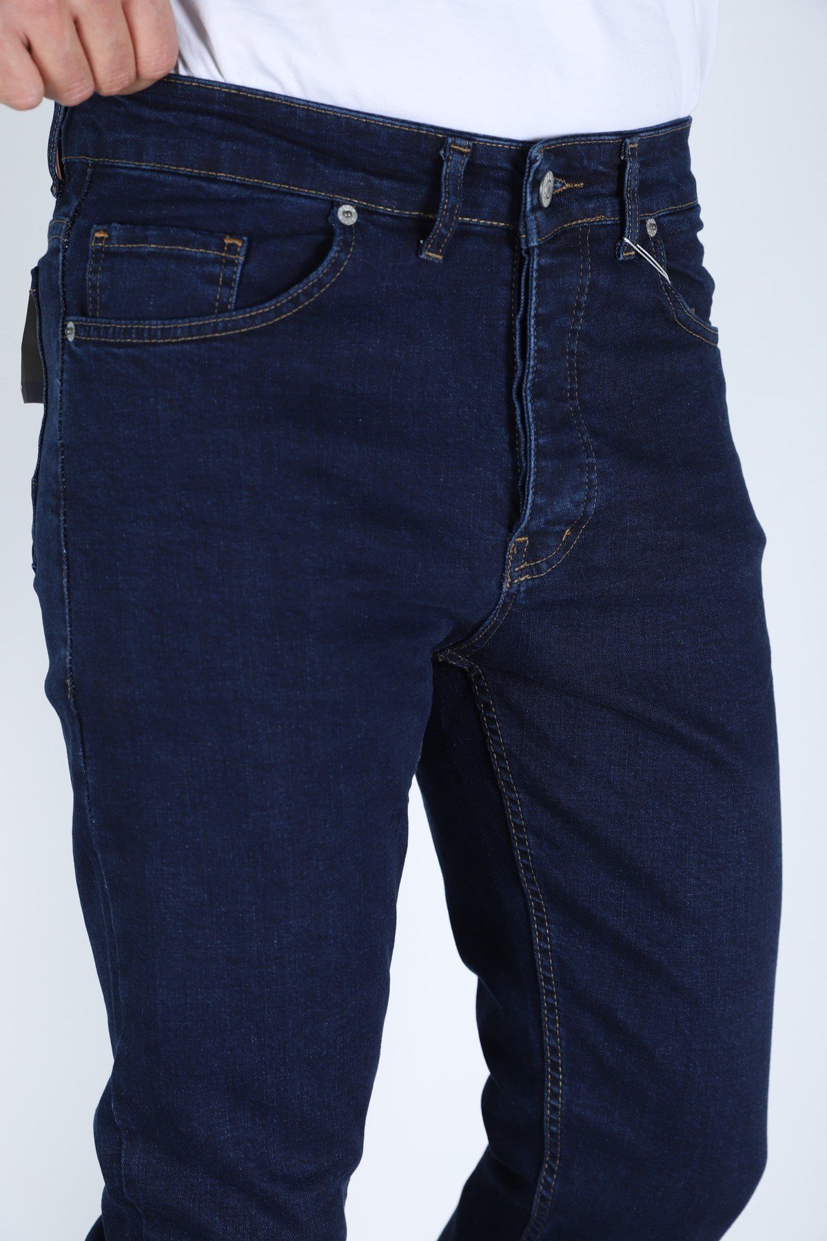 Erkek Lacivert Regular Fit Rahat Kesim Denim Kot Pantolon - Esnek Likralı Jeans