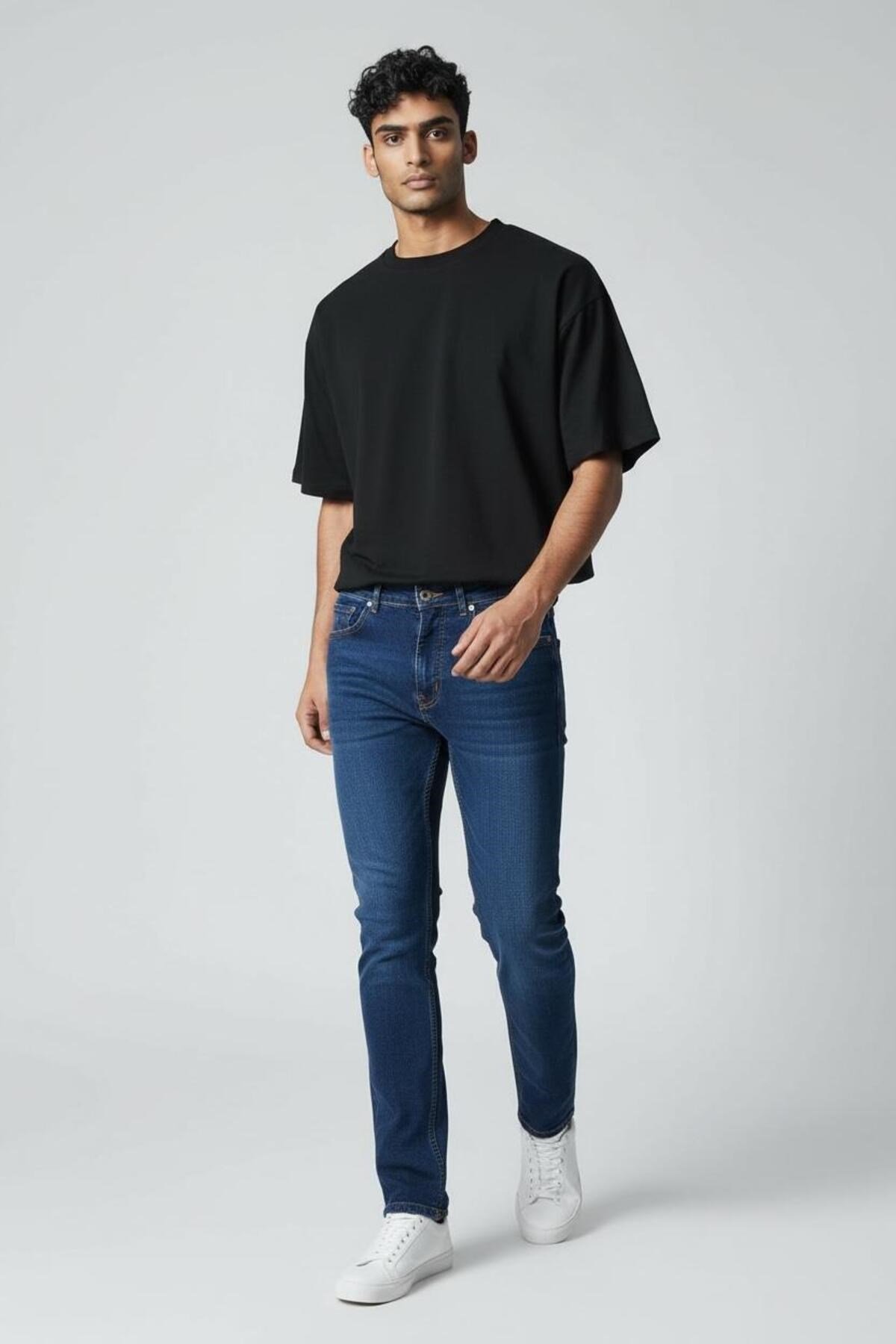 Erkek Mavi Regular Fit Rahat Kesim Denim Kot Pantolon - Esnek Likralı Jeans