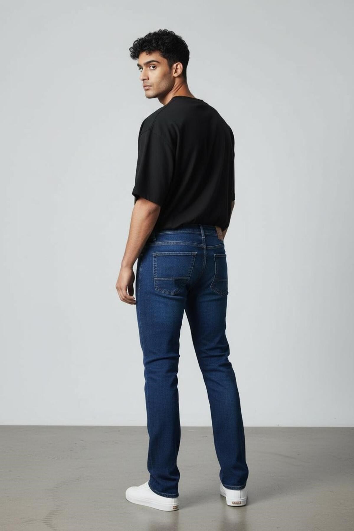 Erkek Mavi Regular Fit Rahat Kesim Denim Kot Pantolon - Esnek Likralı Jeans