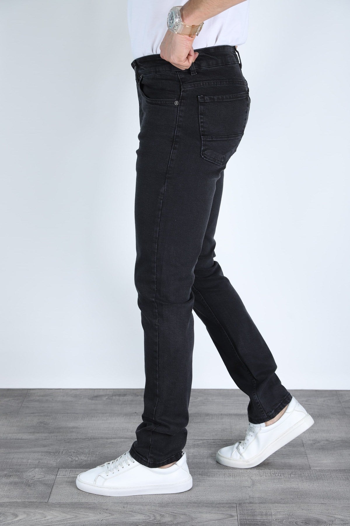Erkek Siyah Regular Fit Rahat Kesim Denim Siyah Jeans