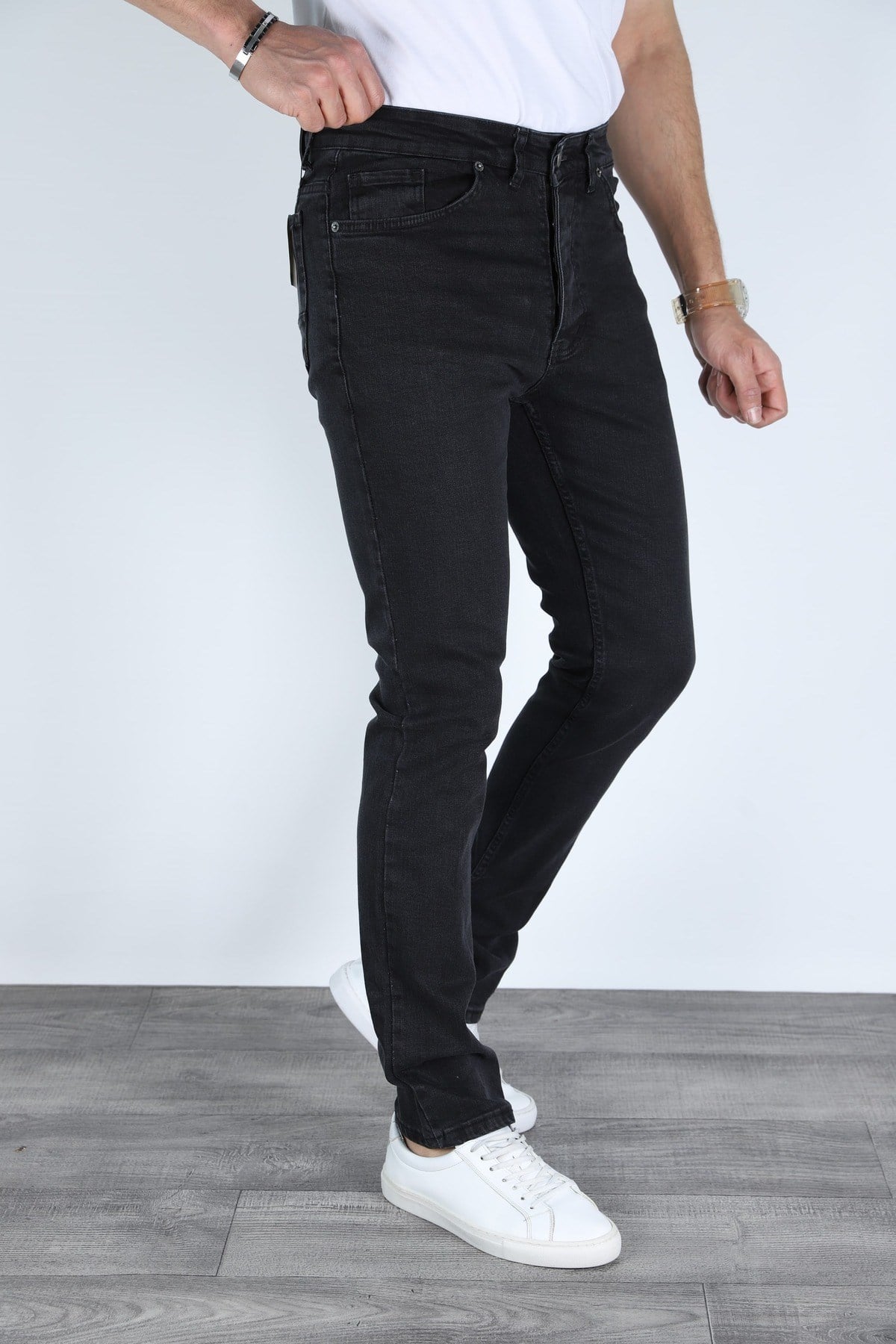 Erkek Siyah Regular Fit Rahat Kesim Denim Siyah Jeans