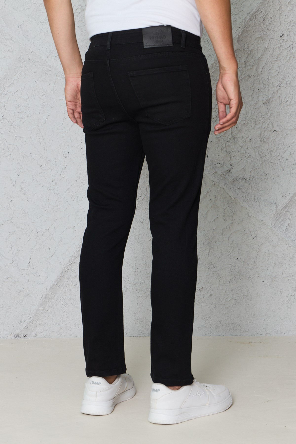 Erkek Siyah Regular Fit Rahat Kesim Denim Zift Mavi Jeans