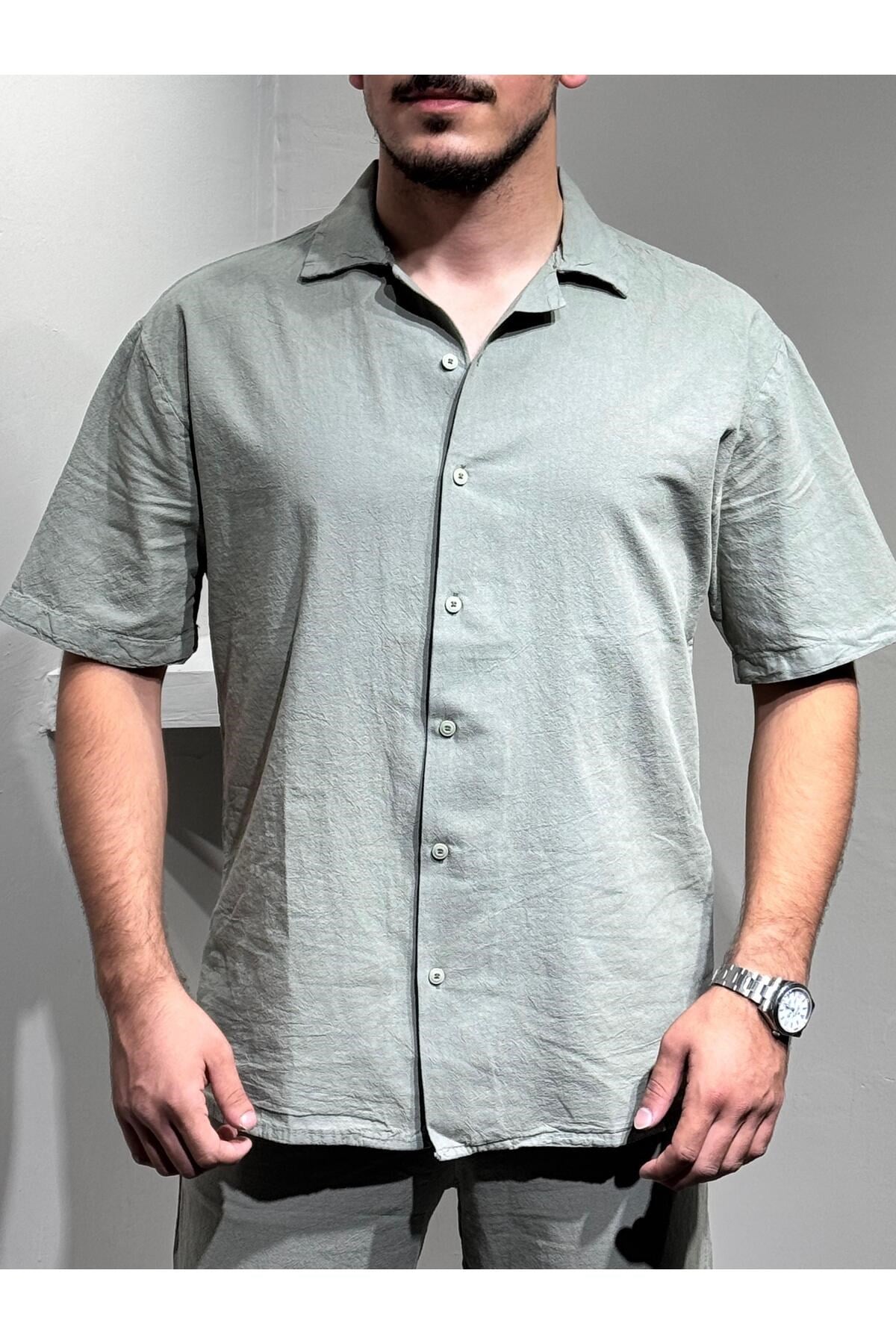 Gömlek pantolon Erkek Keten Takım Oversize Kalıp