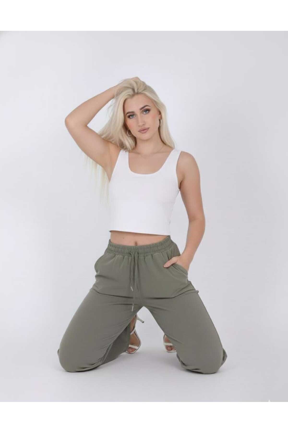 Kadın Cepli Bağcıklı Salaş Baggy Pantolon