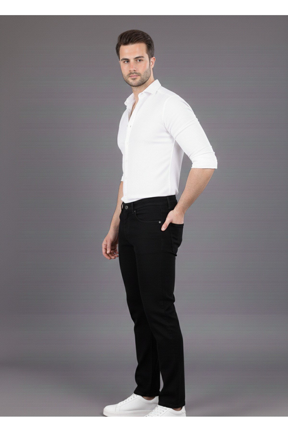 Siyah Regular Fit Erkek Kot Pantolon
