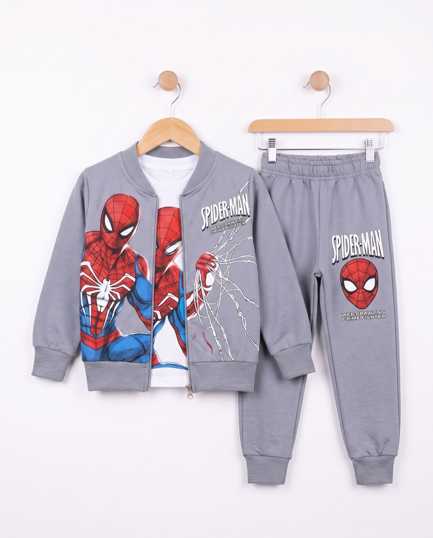 261097 Spıderman Baskılı Mevsimlik 3 lü Takım GRİ