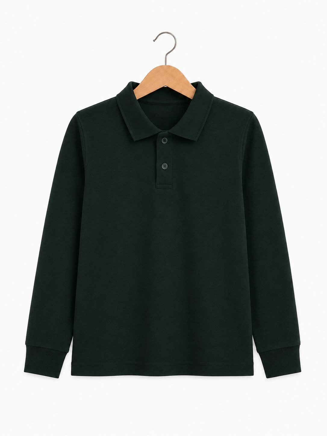 4581-1 Uzun Kol Polo Yaka Unisex Çocuk Lakos KOYU YEŞİL