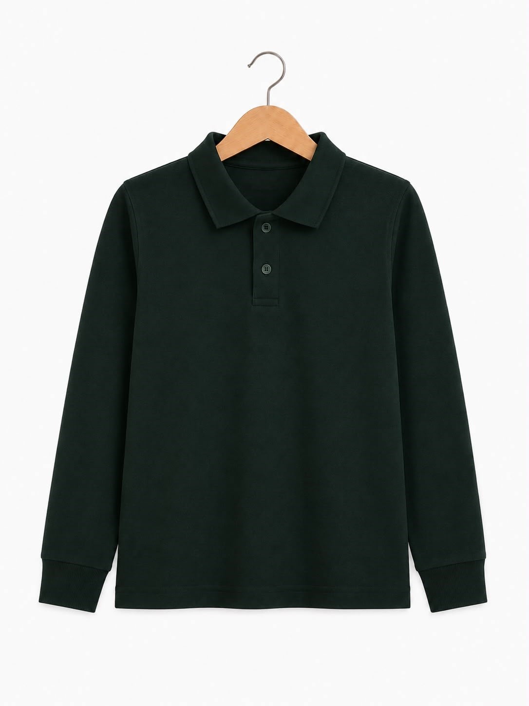 4582-1 Uzun Kol Polo Yaka Unisex Çocuk Lakos (11-14) KOYU YEŞİL