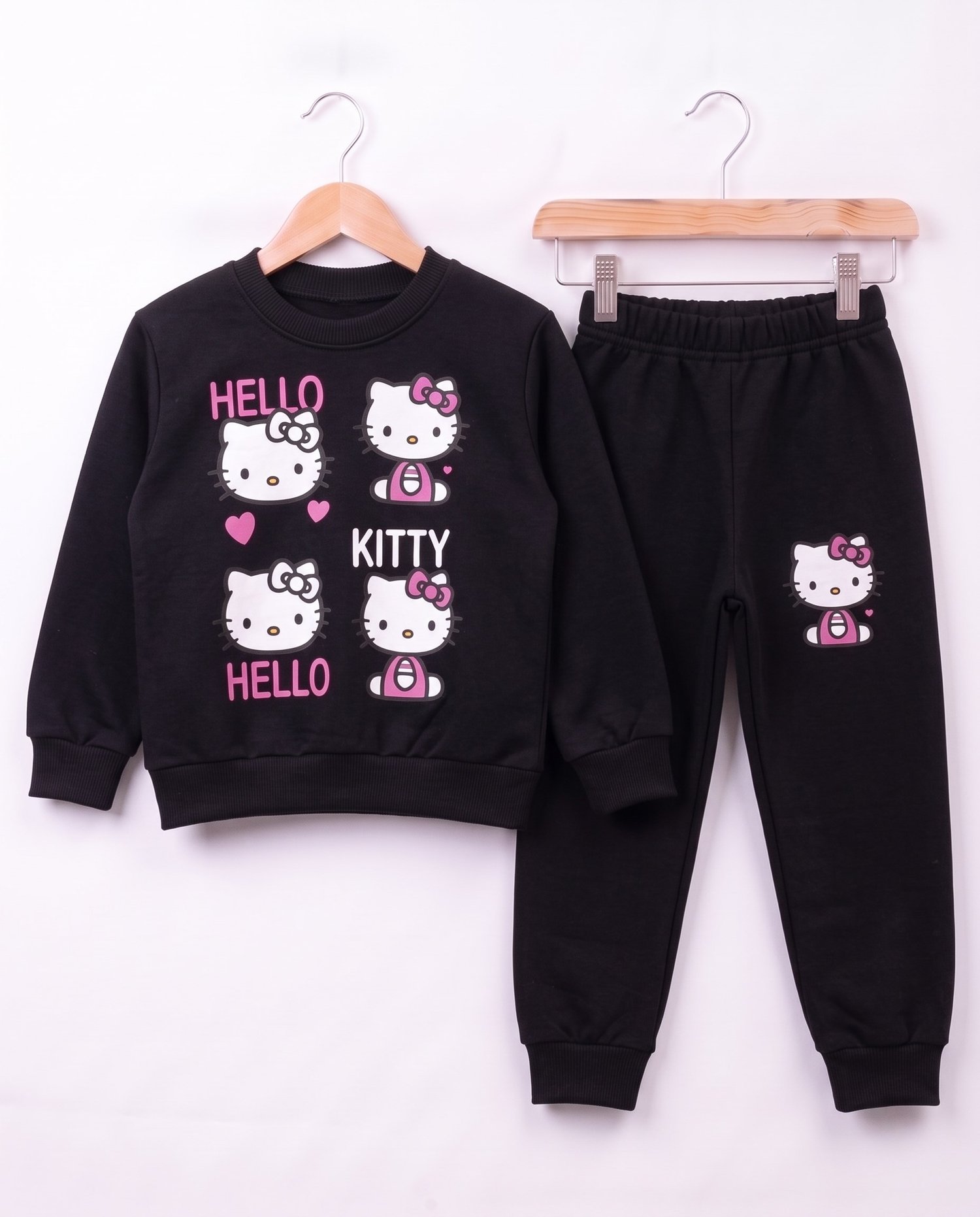 4678 Hello Kitty 2 İp Şardonlu Kız Çocuk Takım SİYAH