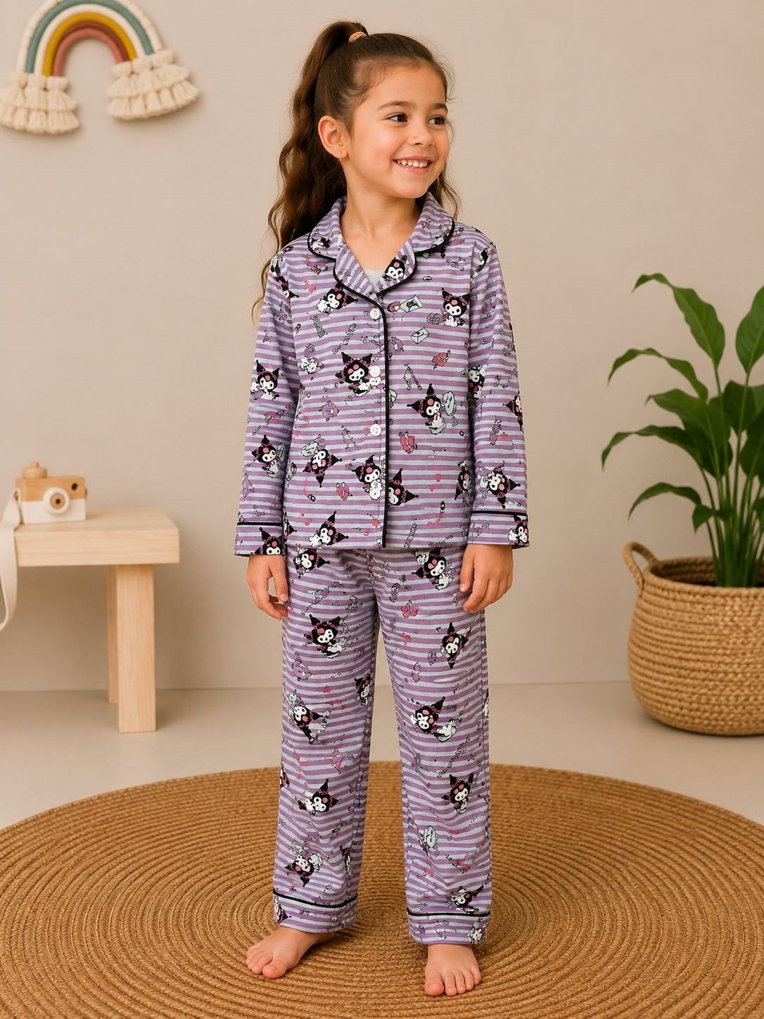 W4554 DÜĞMELİ KUROMİ PİJAMA TAKIMI YEŞİL