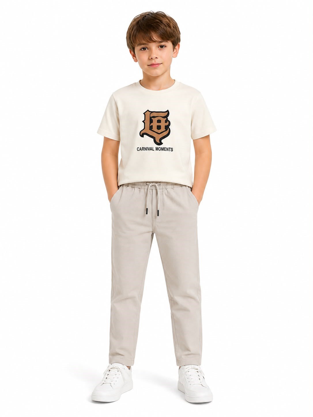 W4568 3 Lü Erkek Çocuk Ceketli Takım CAMEL