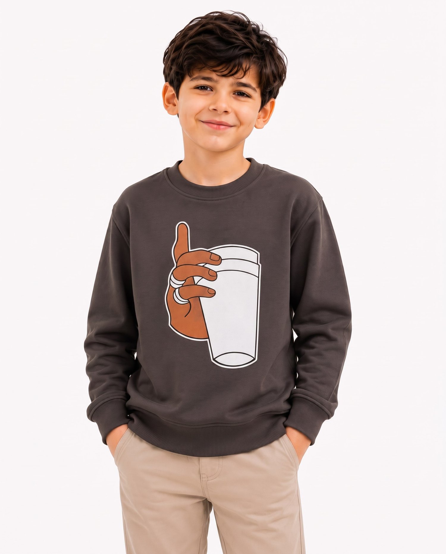 W4593 Baskılı Mevsimlik Sweat ANTRASİT