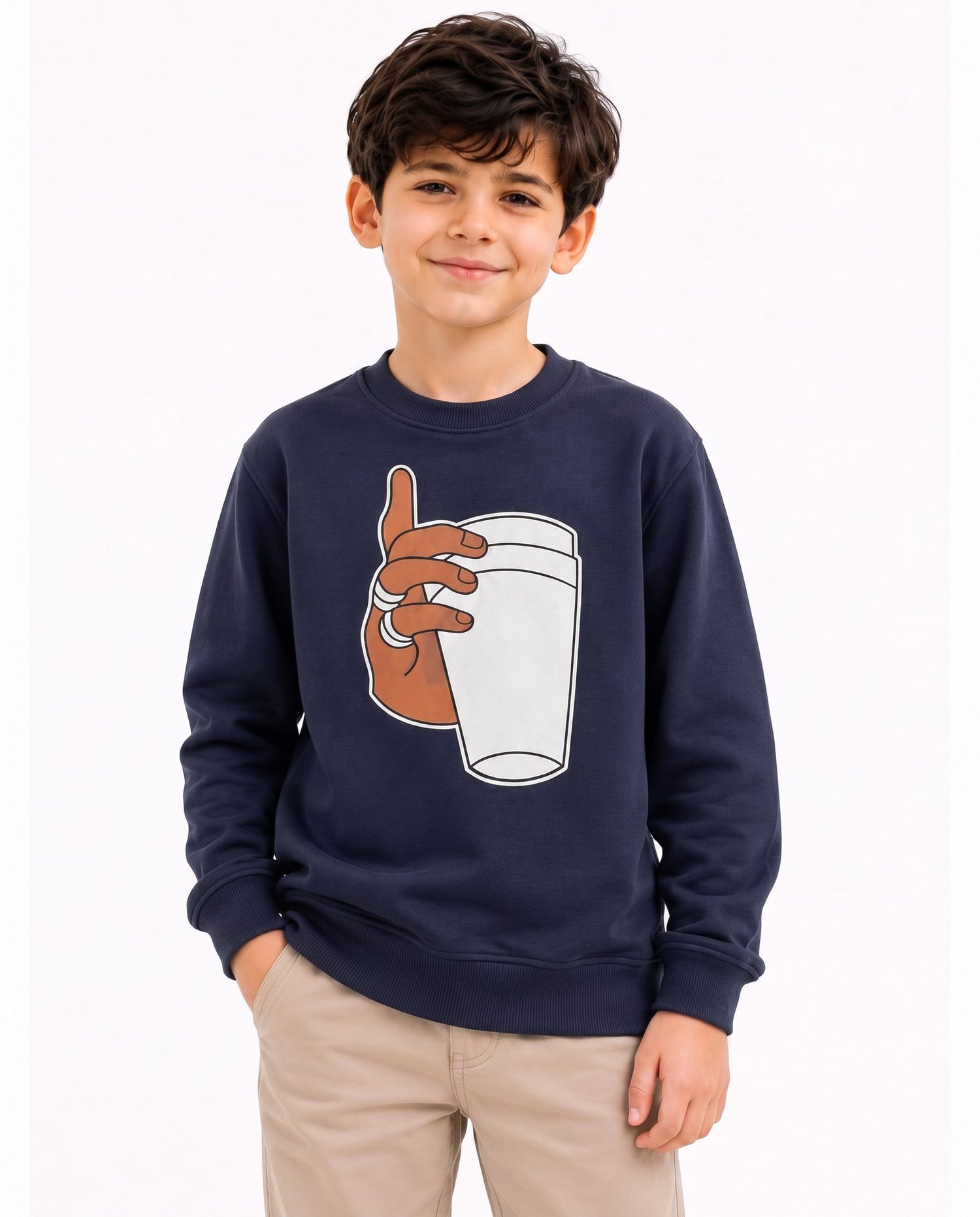 W4593 Baskılı Mevsimlik Sweat LACİVERT