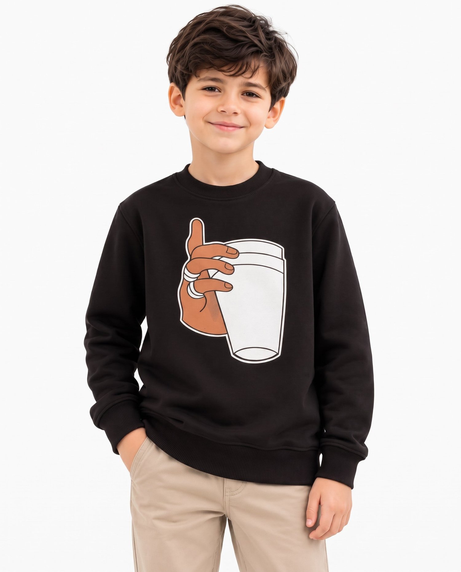 W4593 Baskılı Mevsimlik Sweat SİYAH