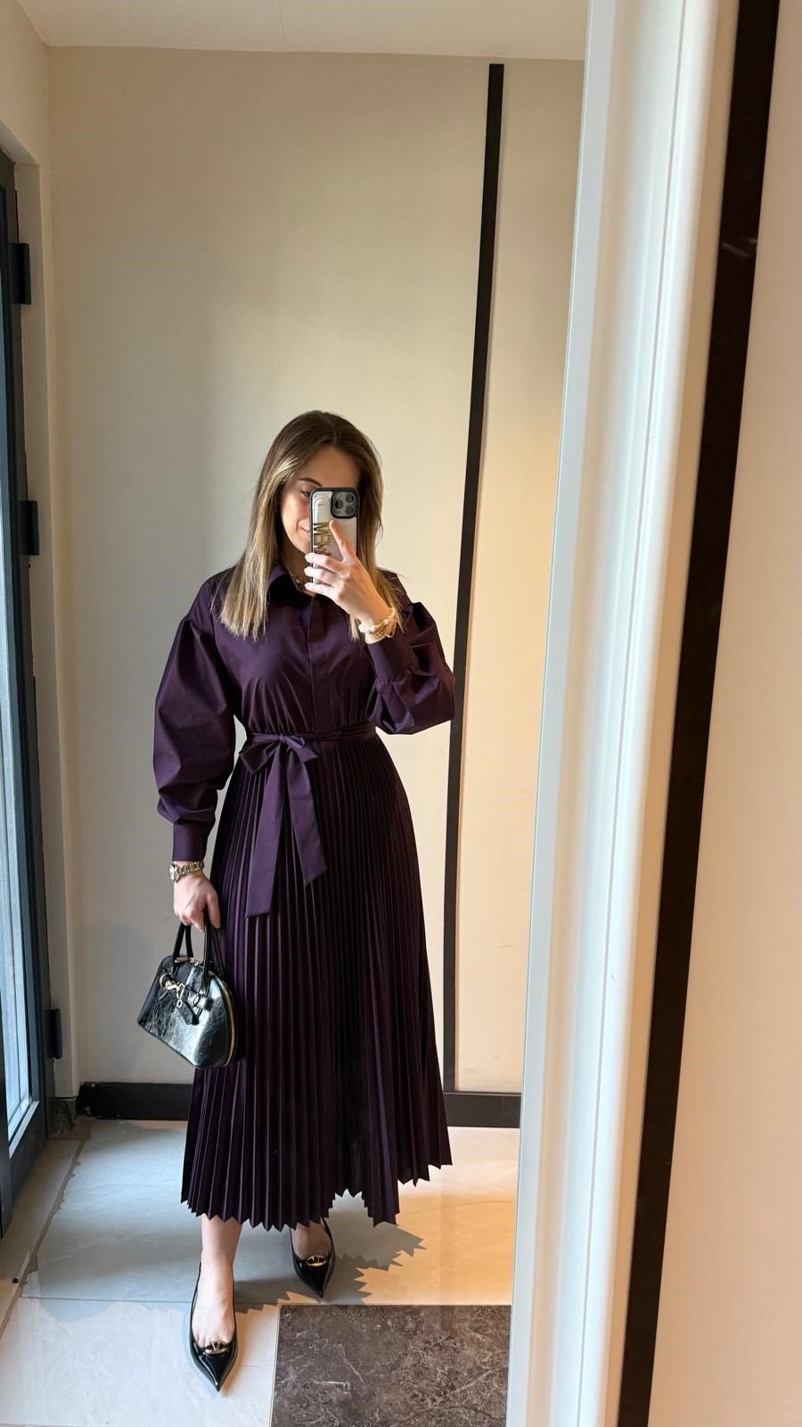 Pilili Poplin Elbise Burgonya