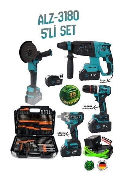 Allizer ALZ-3180 5'li Set –  (246 Parça Uç Seti + Kare Projektör)