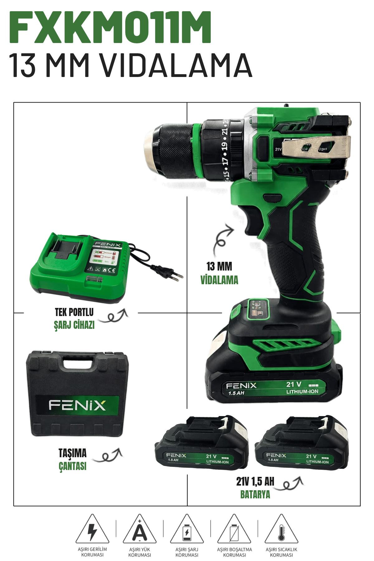 FENİX 13 MM ŞARJLI MATKAP