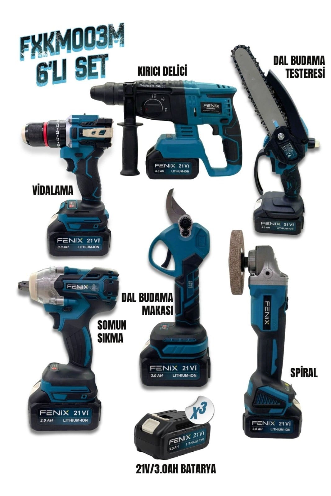 FENIX 21V 3.0Ah FXKM003M 6'lı Set