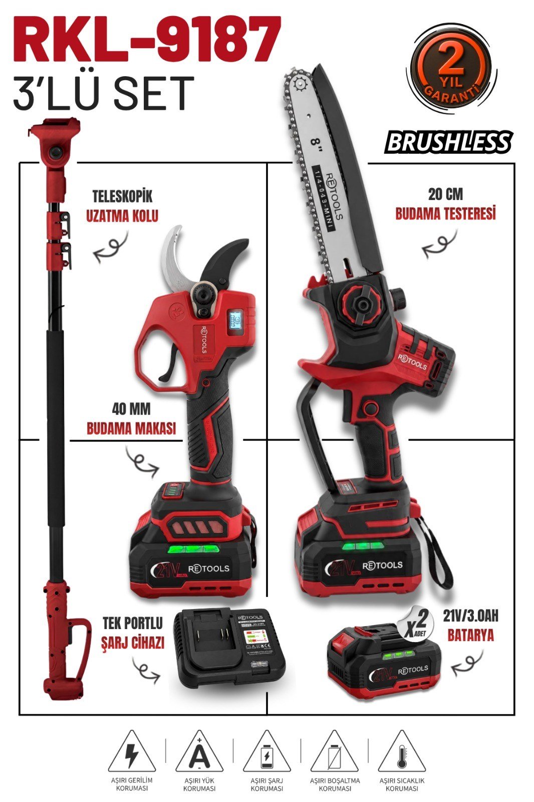 RETOOLS BORDO 3'LÜ SET (MAKAS- DİJİTAL TESTERE - TELESKOPİK KOL)