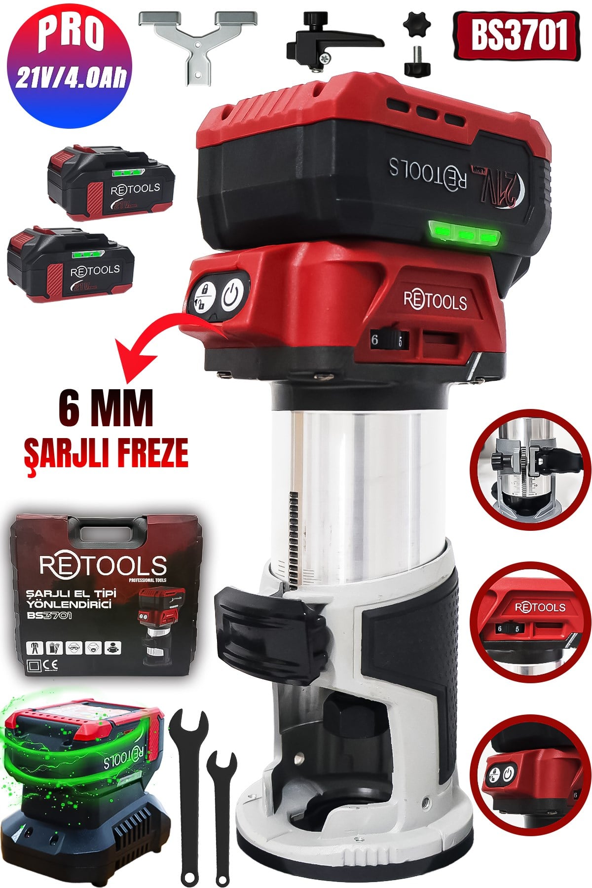 RETOOLS BORDO 6 MM ŞARJLI FREZE
