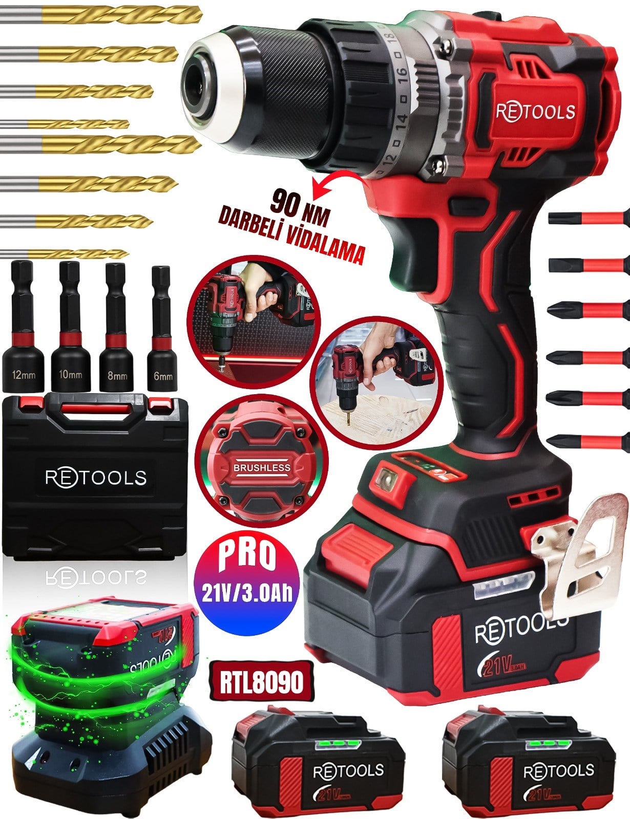 RETOOLS BORDO 90 NM ŞARJLI VİDALAMA