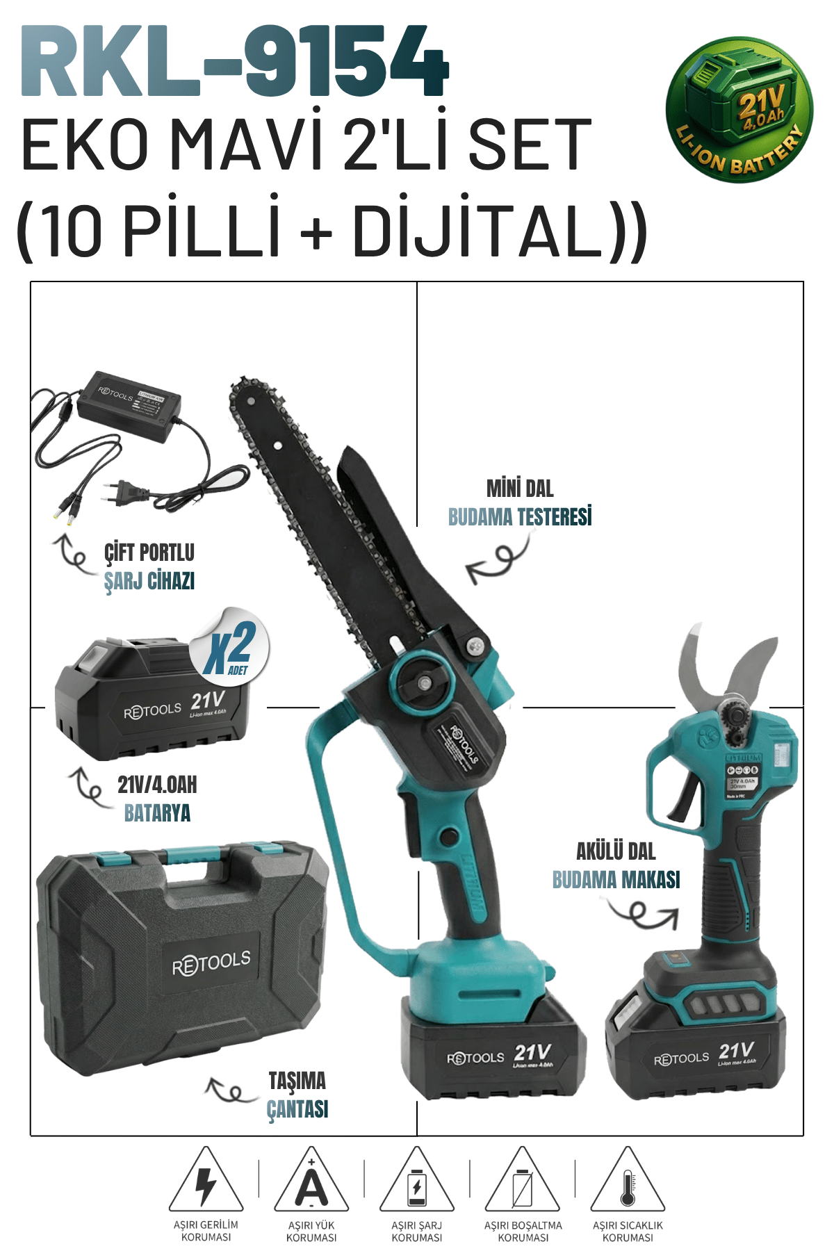 RETOOLS EKO MAVİ 2'Lİ SET (MAKAS - TESTERE (10 PİLLİ + DİJİTAL))