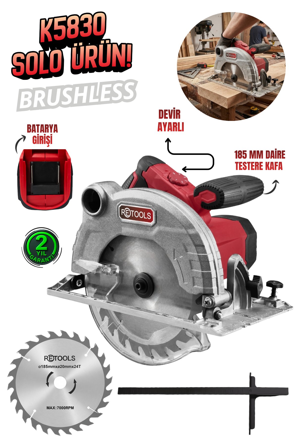 RETOOLS K5830 185 MM DAİRE TESTERE KAFA
