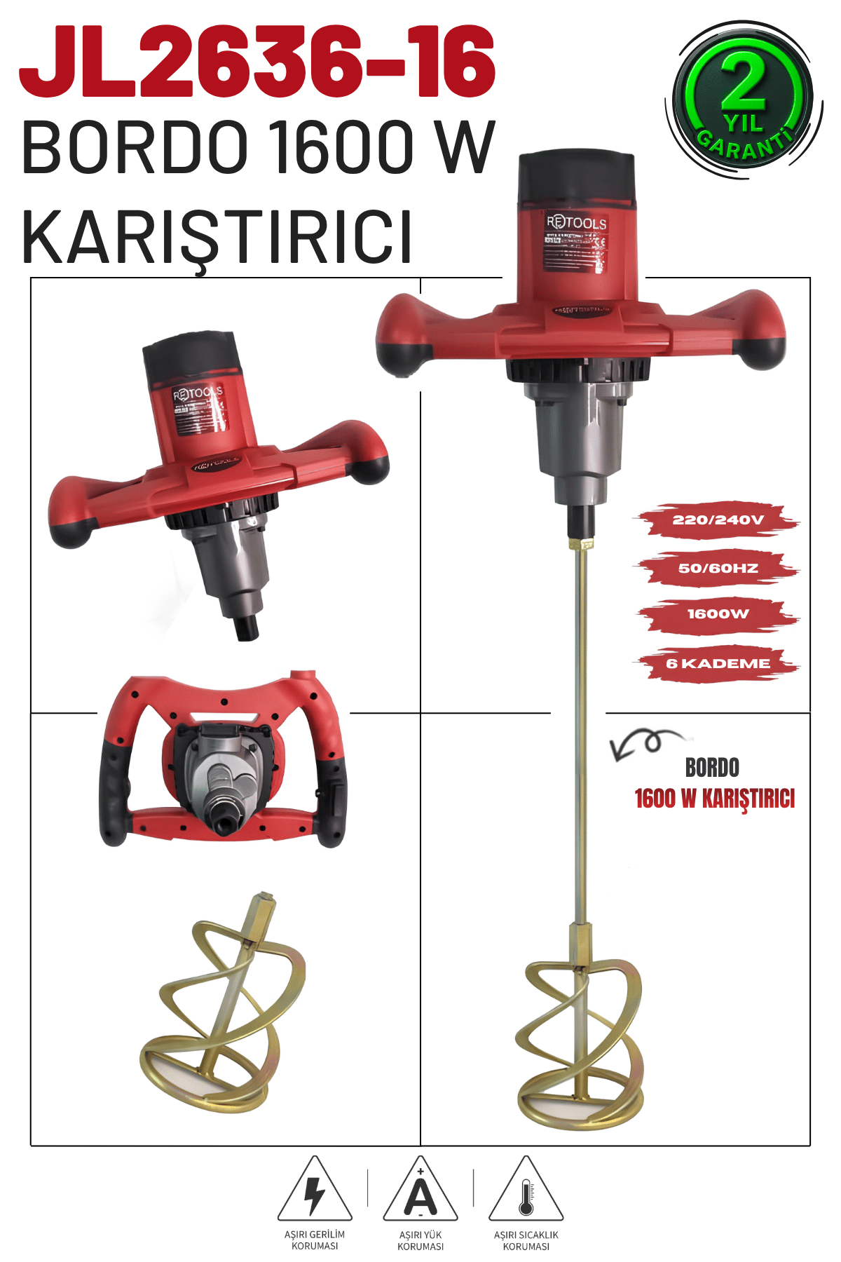 RETOOLS KIRMIZI KABARTMALI 1600W BOYA&HARÇ KARIŞTIRICI