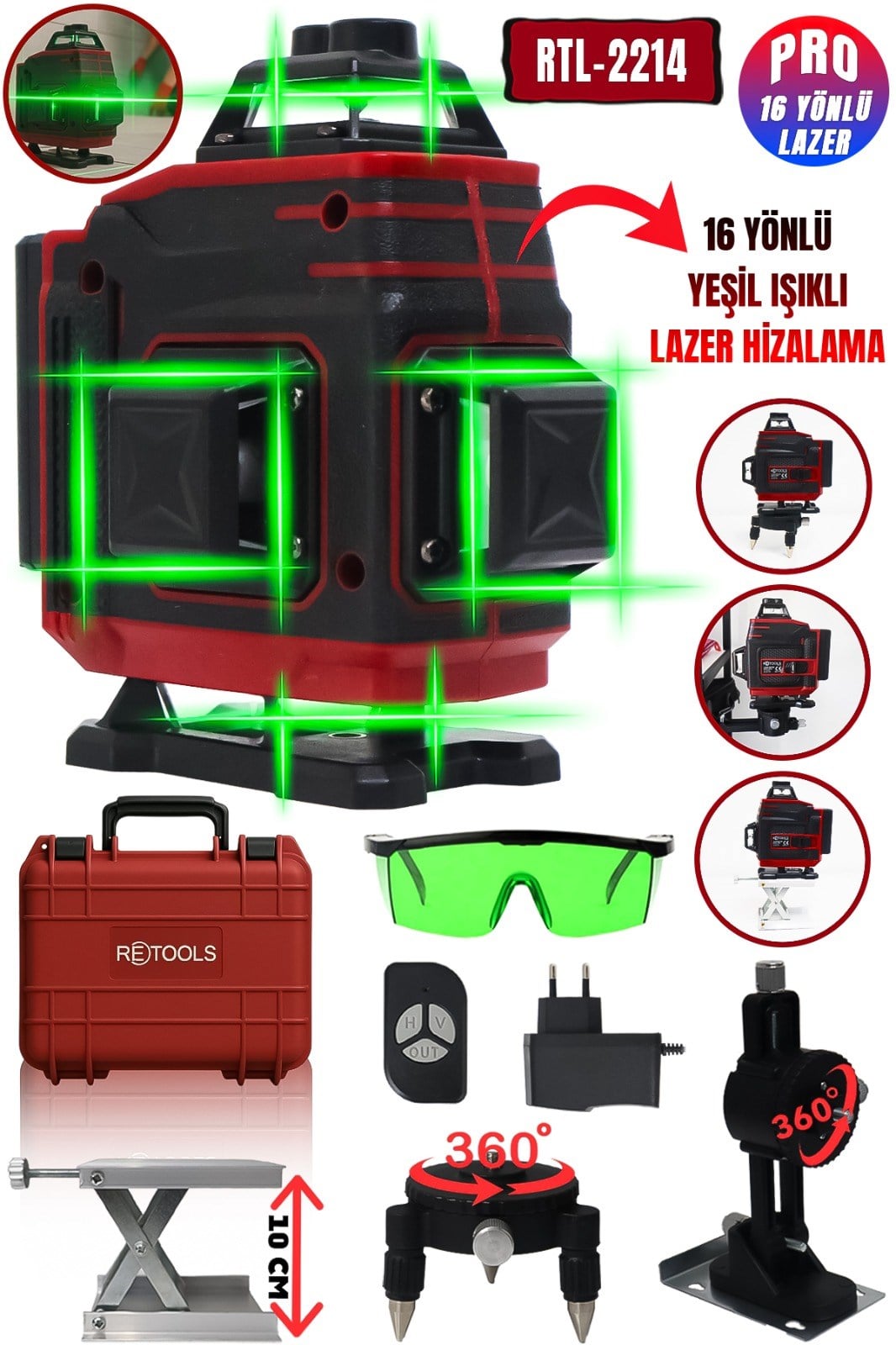 RTL-2214 RETOOLS BORDO 16 YÖNLÜ LAZER