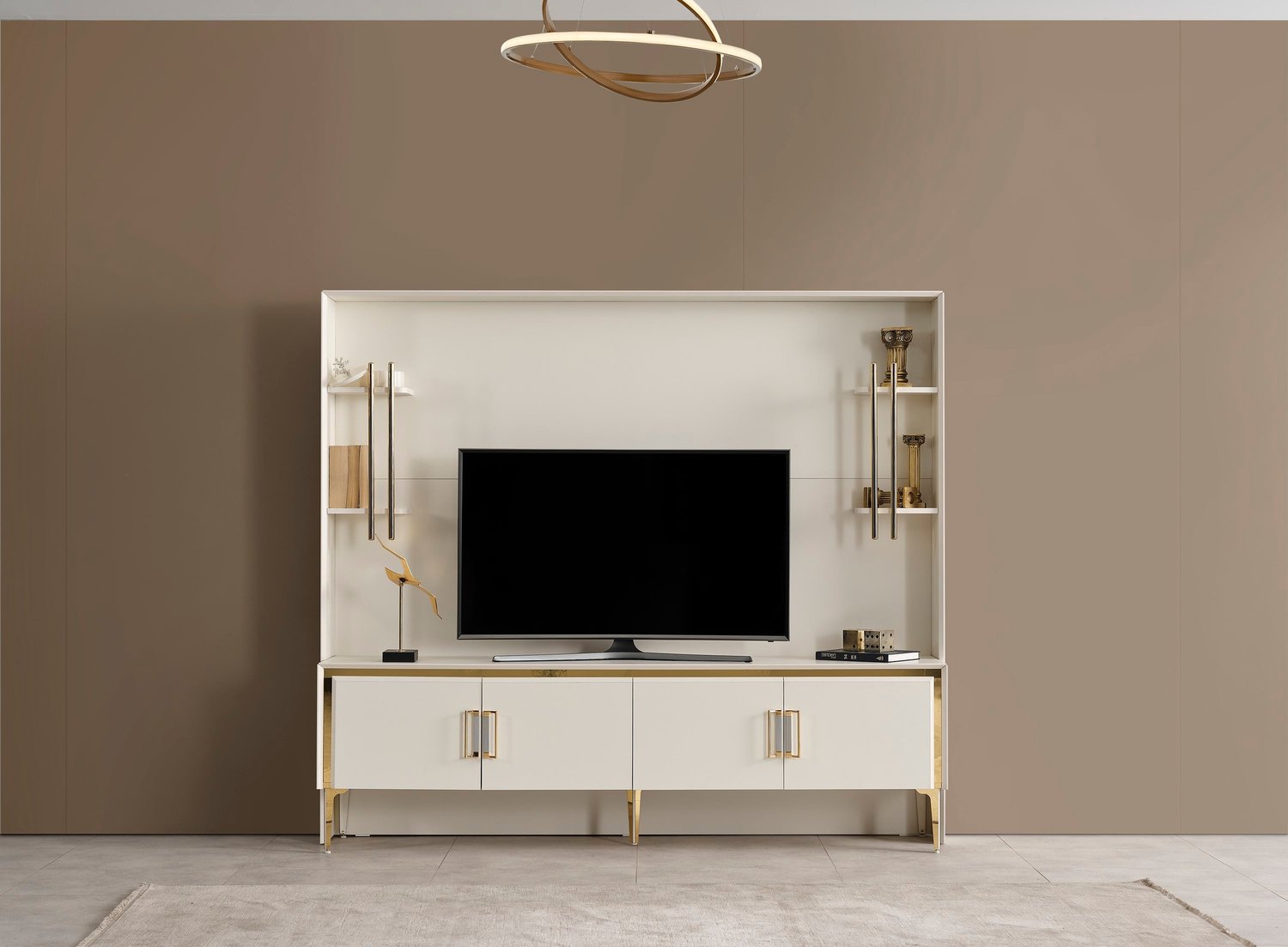 Alyans Gold Lcd Tv Sehpa Table Top üst fonlu (Sedef Krem) - 200