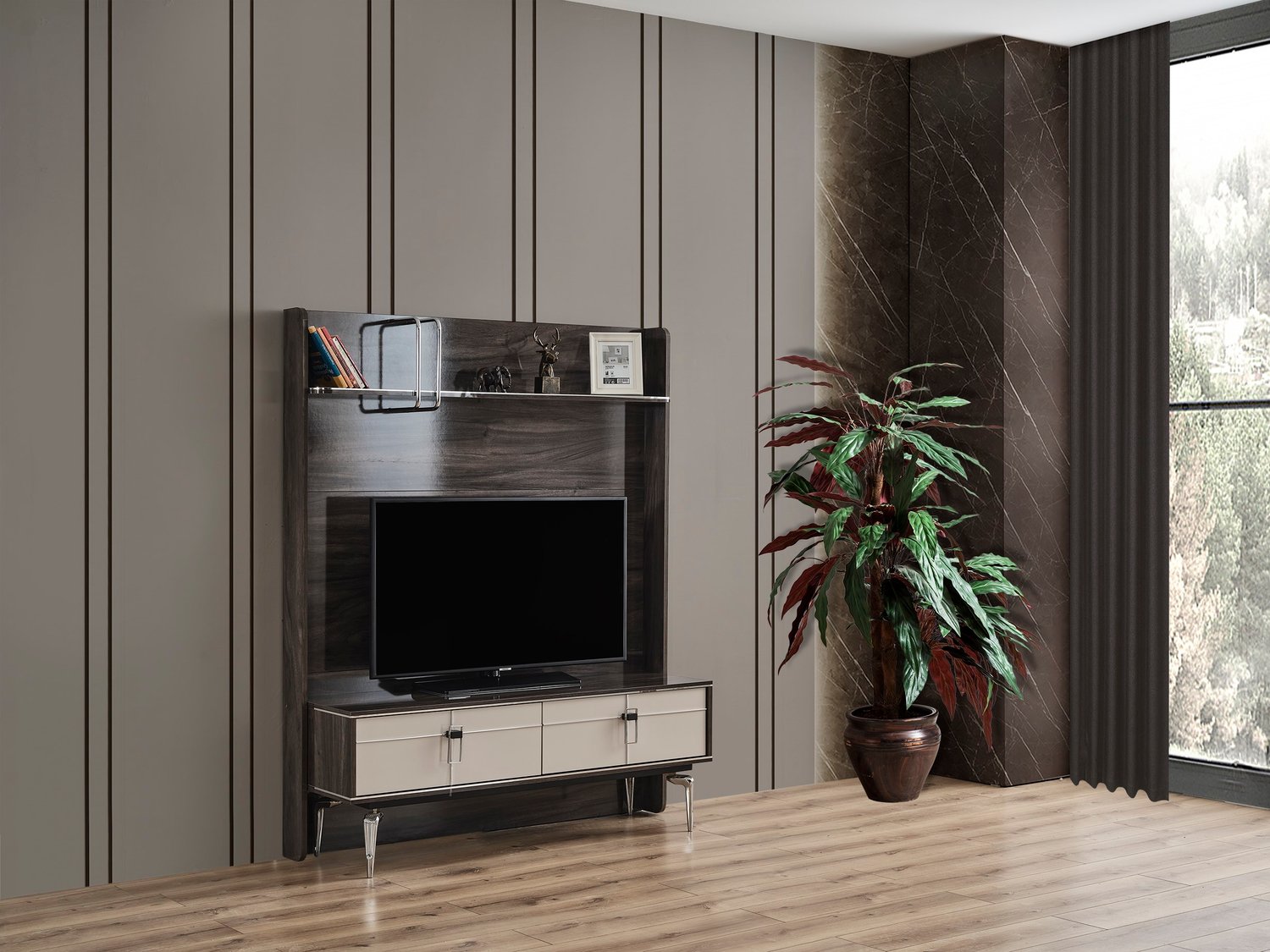 Hilton Lcd Tv Sehbası Table Top Duvar Fonlu (Patara) - 134