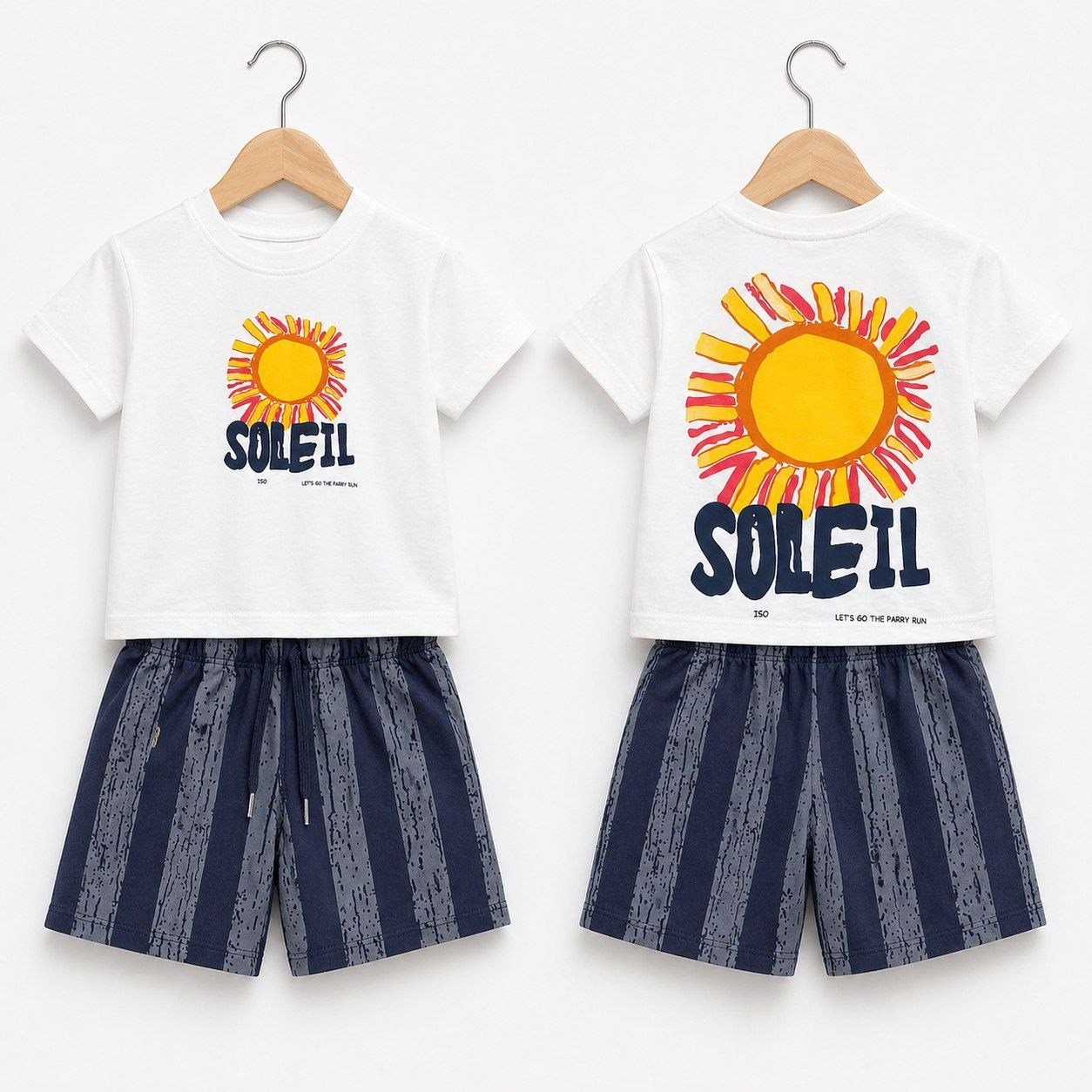 PONKİ SOLEİL T-SHIRT VE ANTRASİT ÇİZGİLİ ŞORT