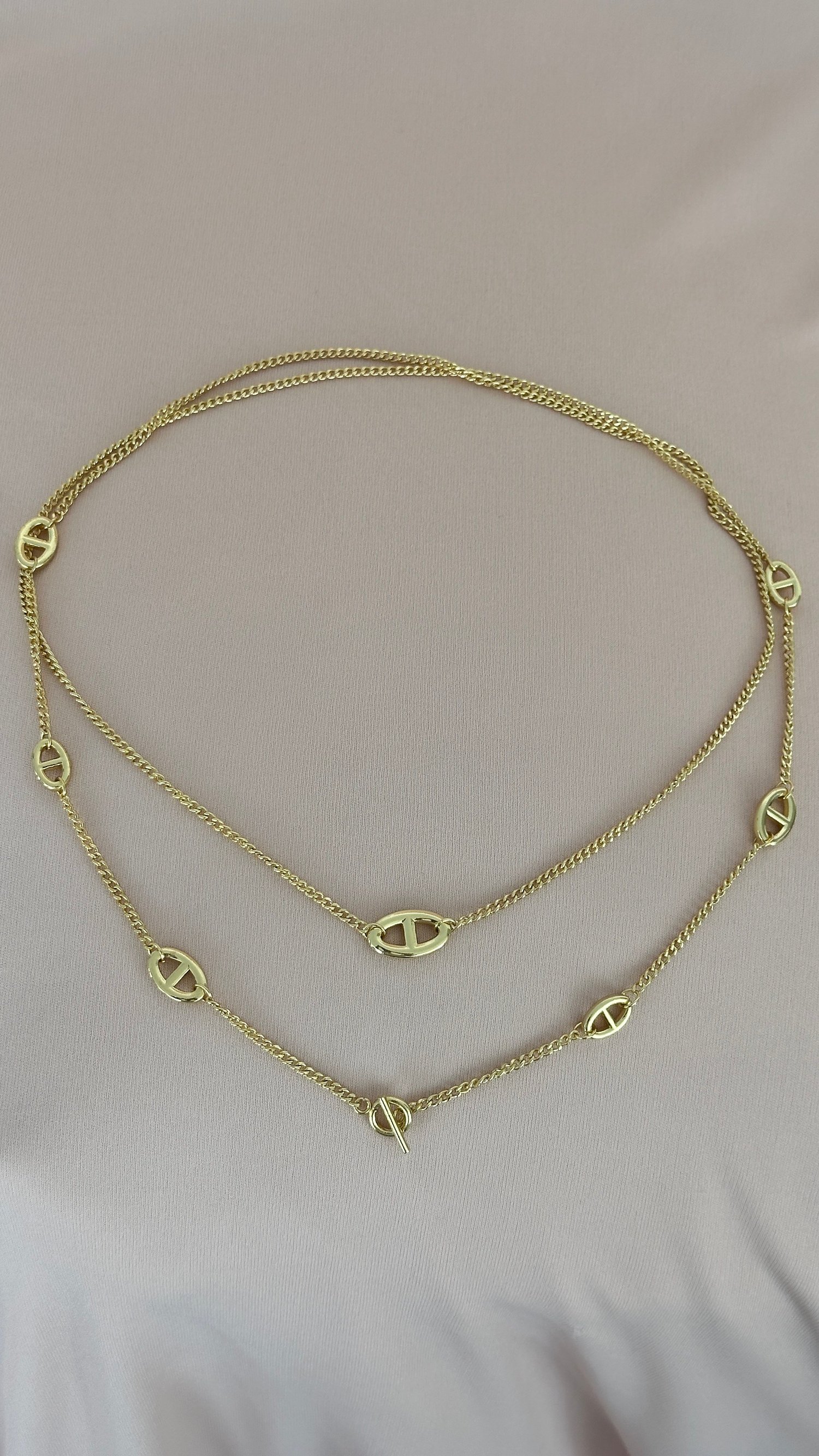 Liora Gold Çift Sıra Minimal Çelik Kolye