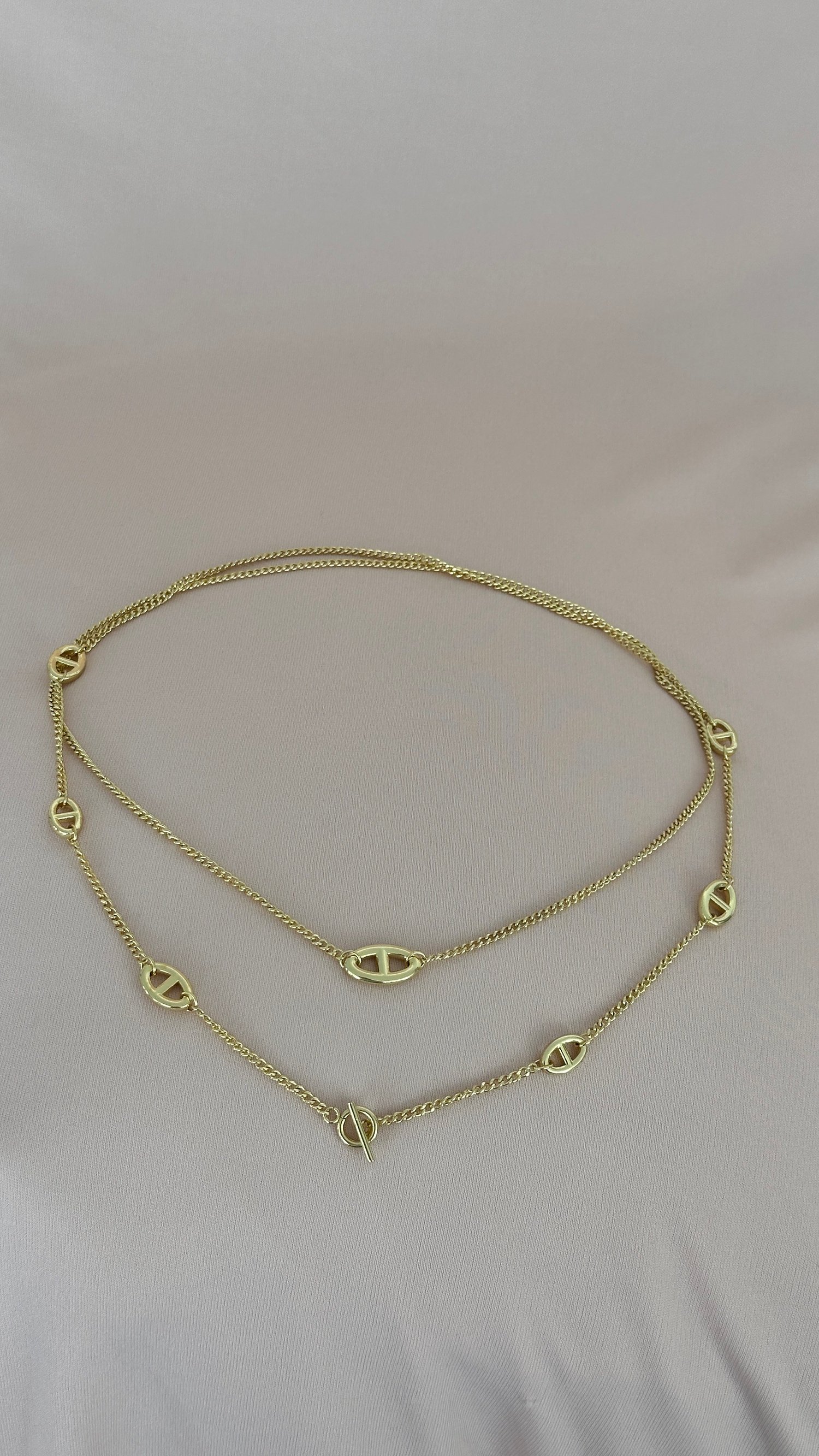 Liora Gold Çift Sıra Minimal Çelik Kolye