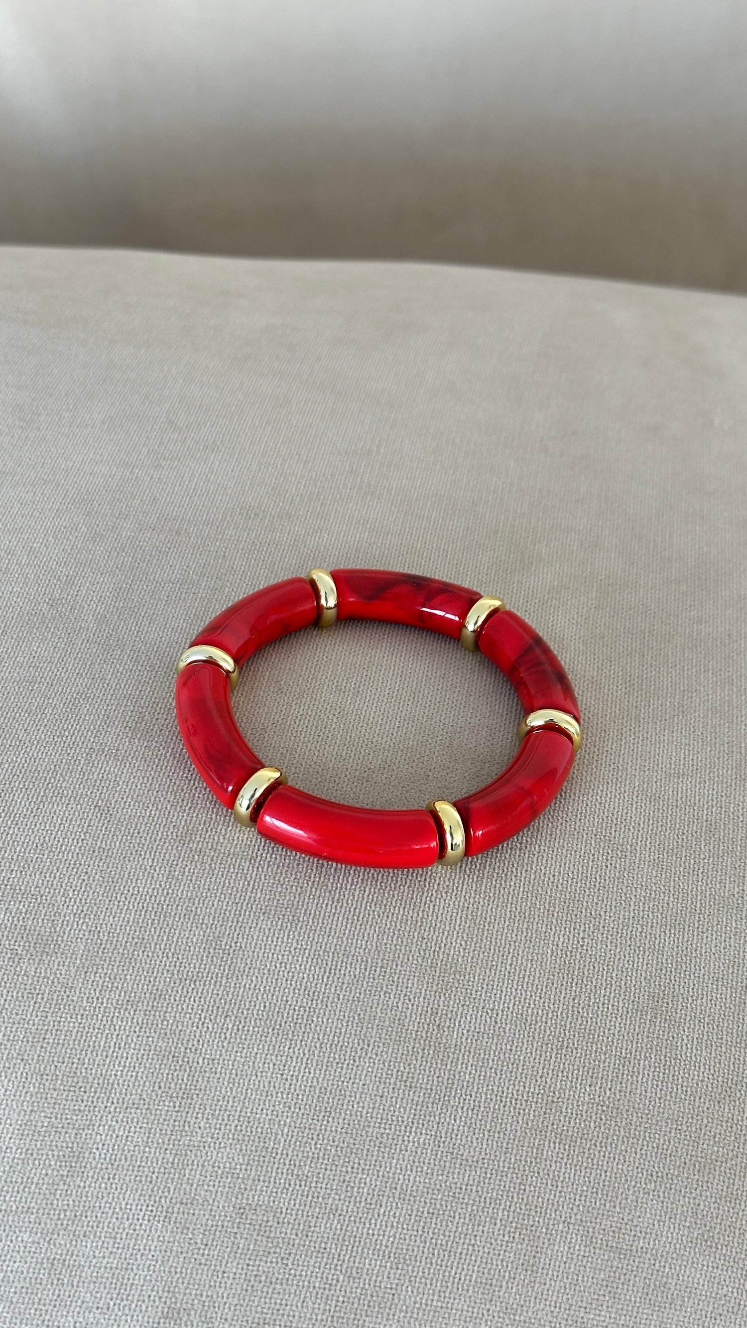 Ruby Kırmızı Gold Mineli Çelik Bileklik