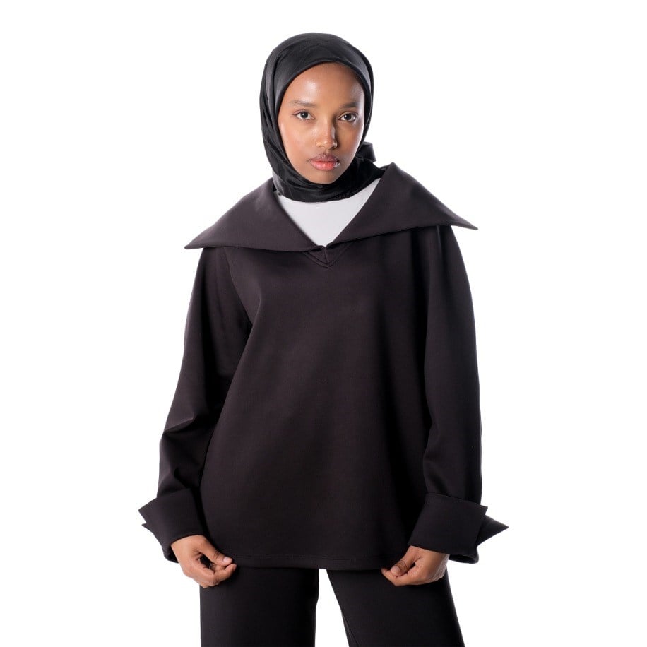 Collared Top - BLACK ( BLUZ ) SİYAH